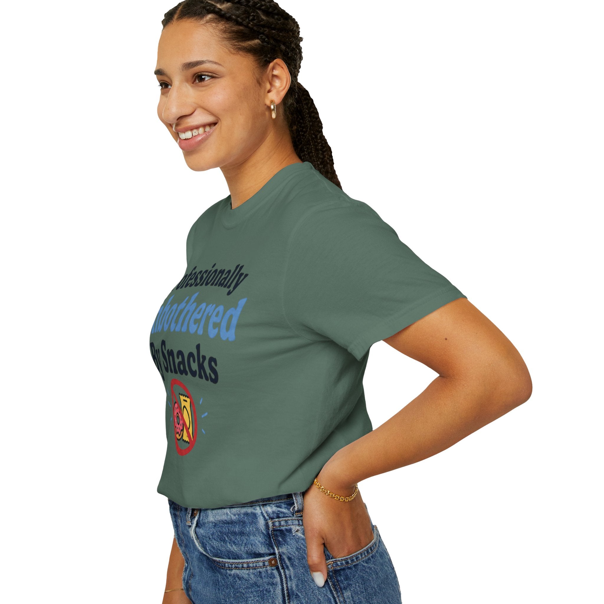 Professionally Unbothered By Snacks T-Shirt — Funny GLP/Weightloss Research Tee