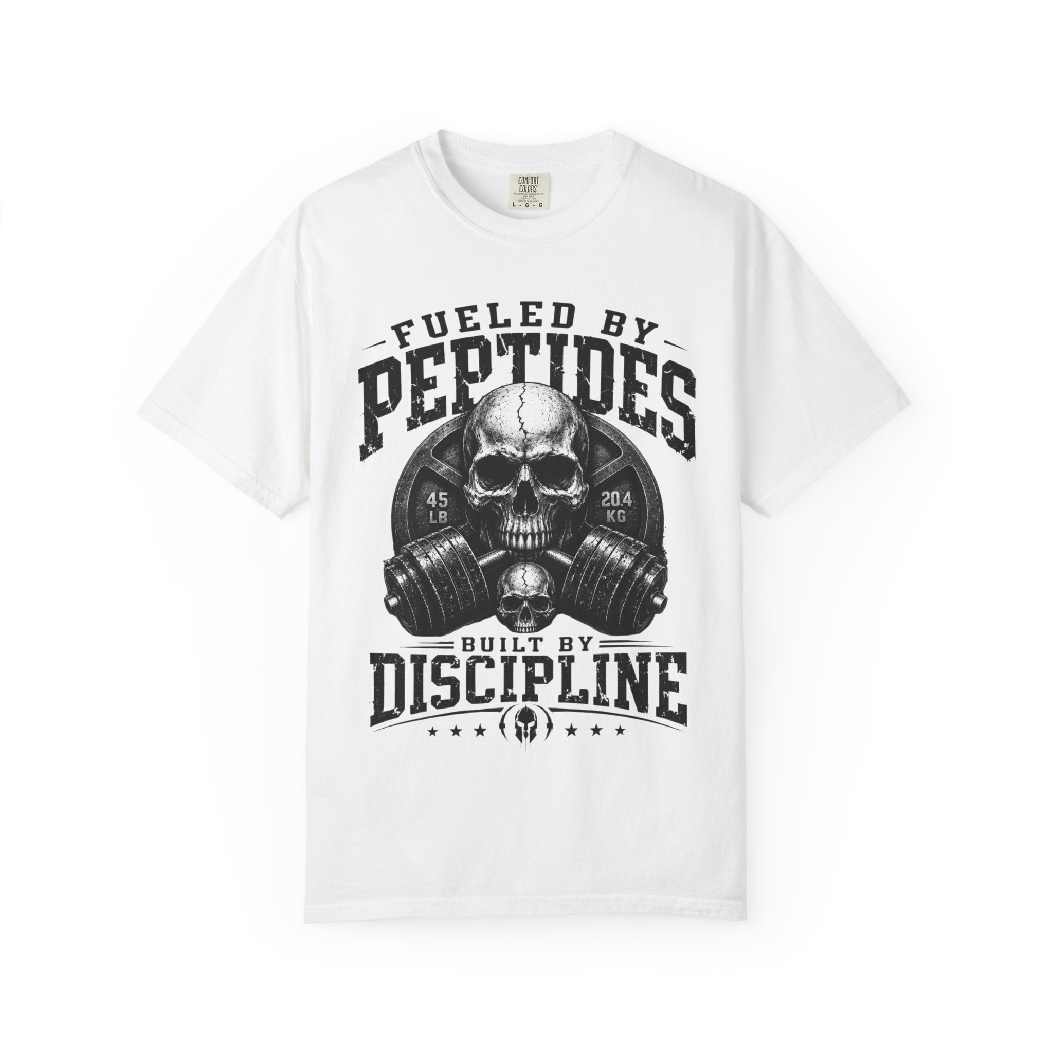 Peptides Skull Gym T-Shirt — "Fueled by Peptides, Built by Discipline" Fitness Tee