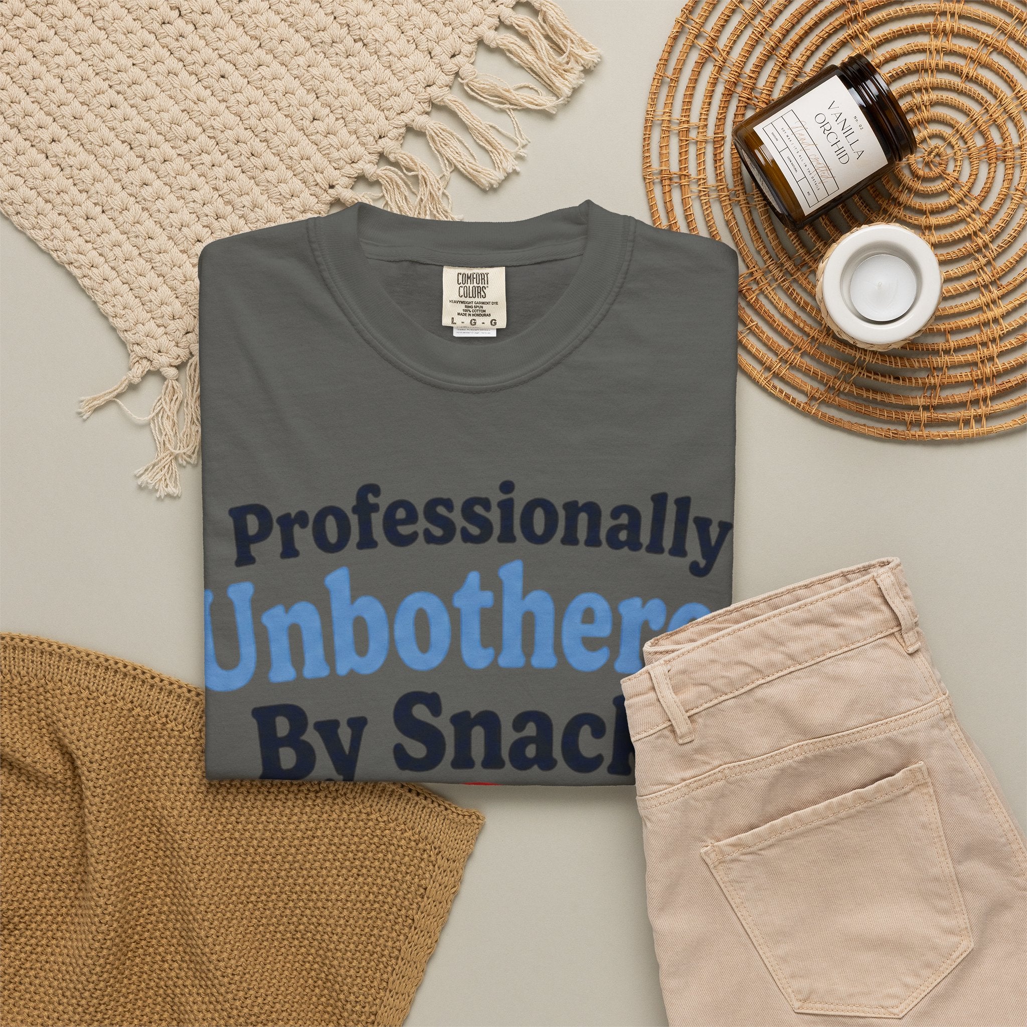 Professionally Unbothered By Snacks T-Shirt — Funny GLP/Weightloss Research Tee