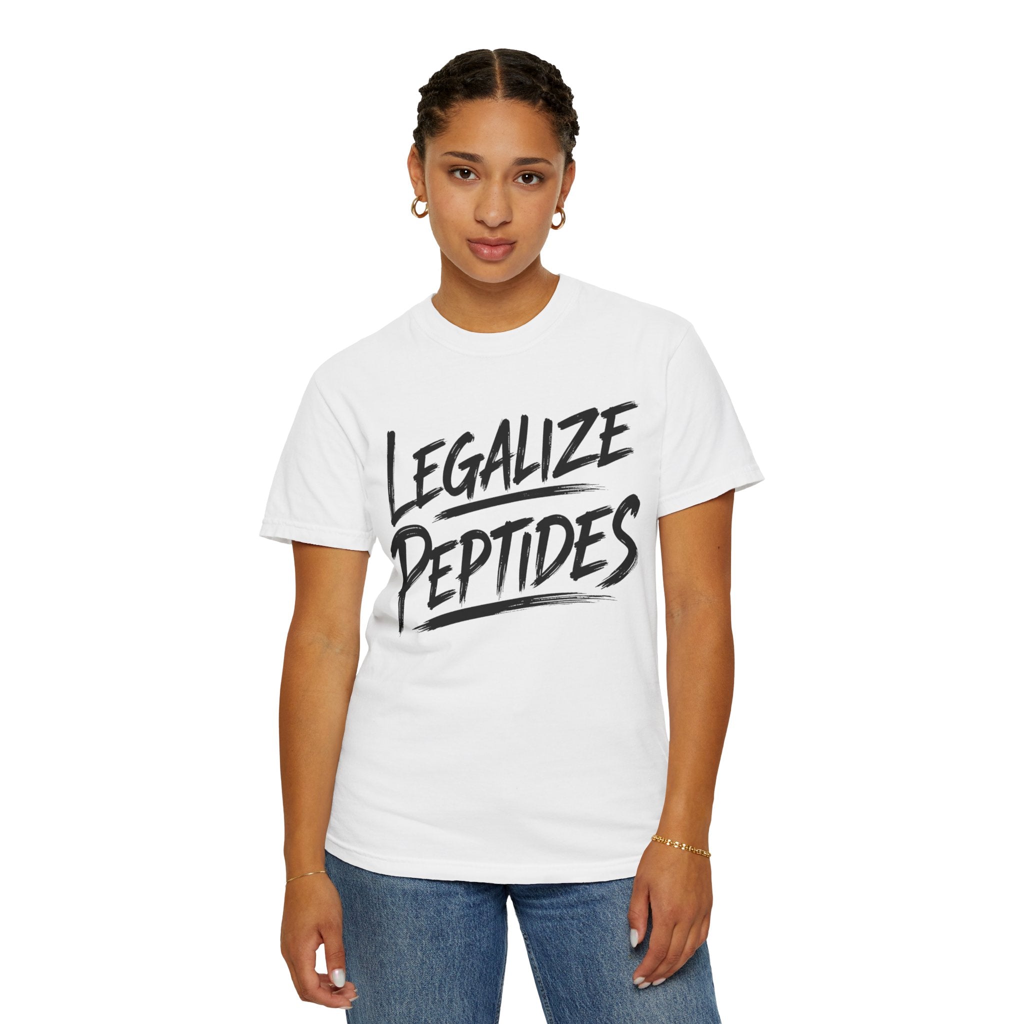 Legalize Peptides T-Shirt — Bold Script Science Advocacy Tee