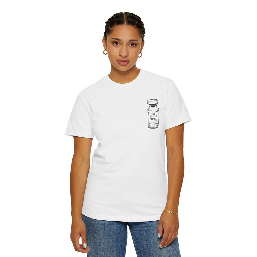 Peptides Vial Chest Pocket T-Shirt — Minimal Illustration Tee