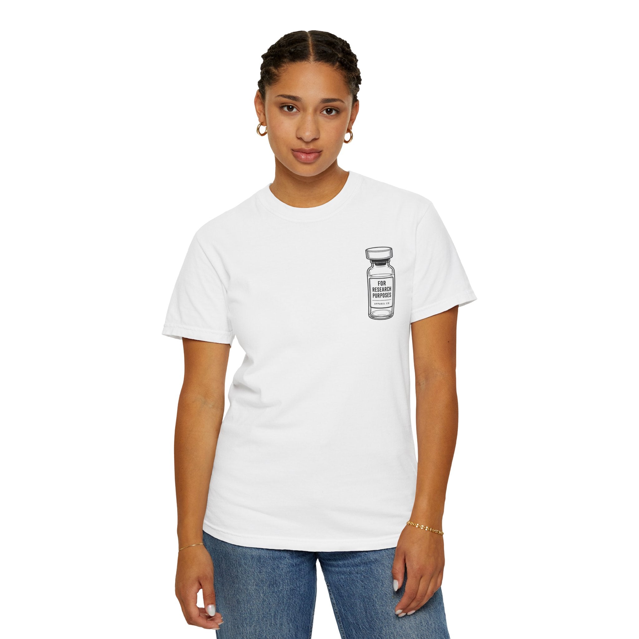 Peptides Vial Chest Pocket T-Shirt — Minimal Illustration Tee