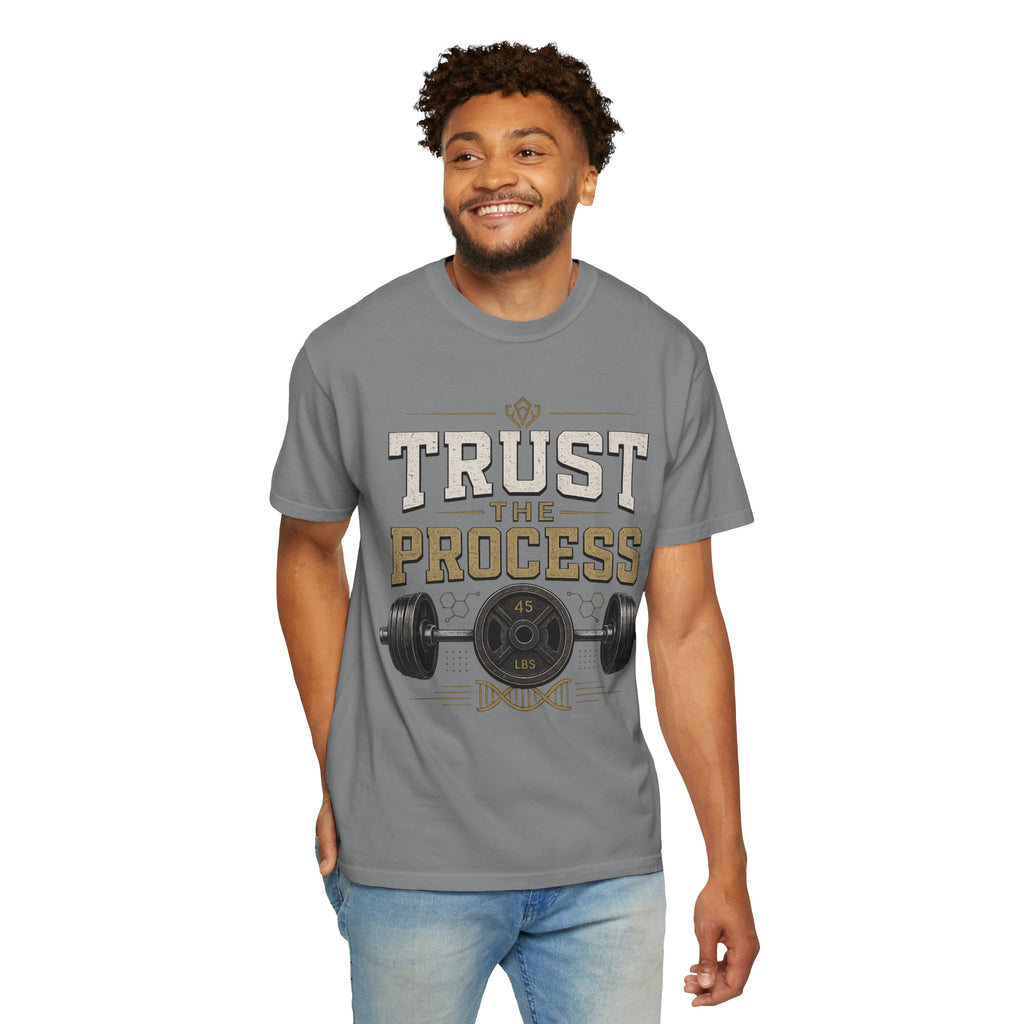 Trust The Process Barbell T-Shirt — Heavy Lifting Gym Tee