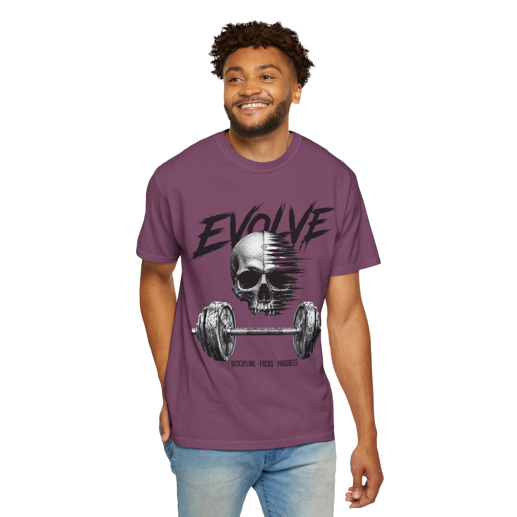 Evolve Skull Barbell T-Shirt — Fitness & Strength Gym Tee
