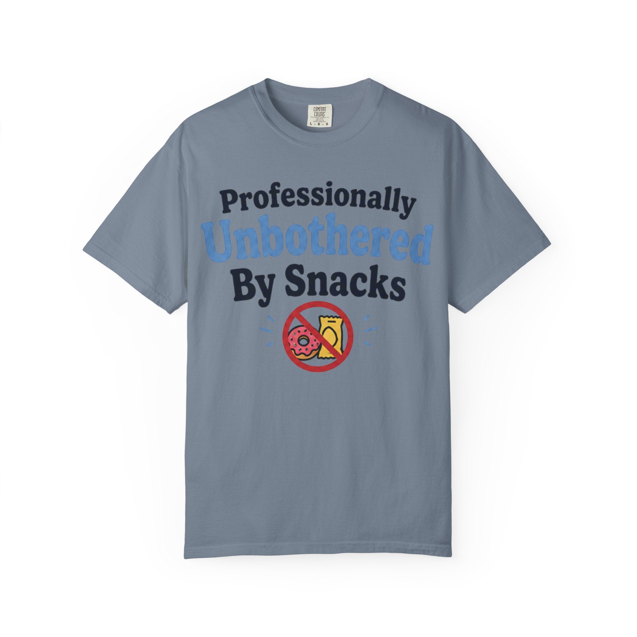 Professionally Unbothered By Snacks T-Shirt — Funny GLP/Weightloss Research Tee