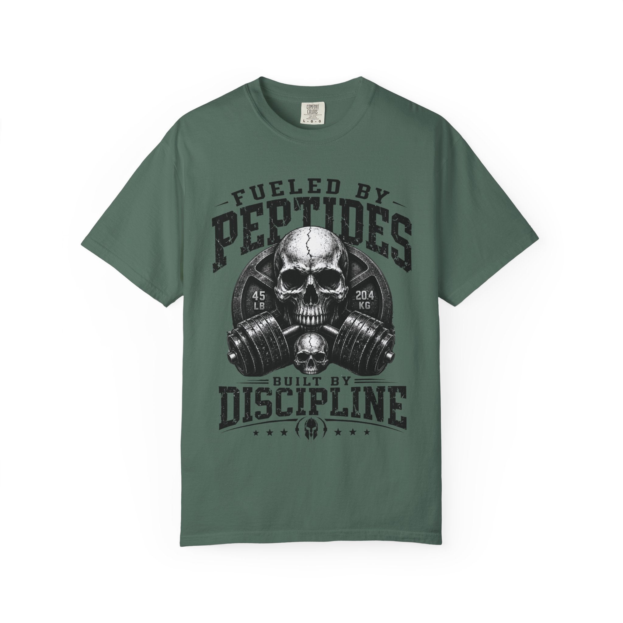 Peptides Skull Gym T-Shirt — "Fueled by Peptides, Built by Discipline" Fitness Tee