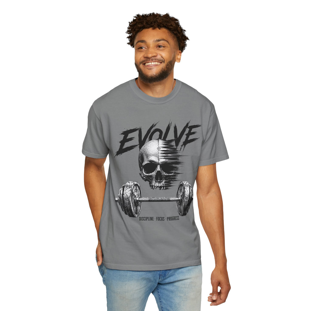 Evolve Skull Barbell T-Shirt — Fitness & Strength Gym Tee