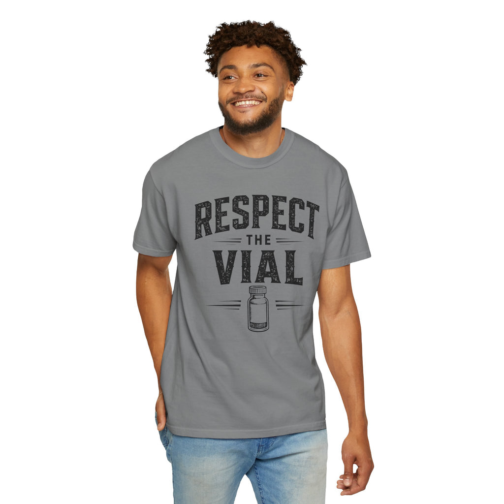 Respect the Vial T-Shirt — Vintage Medical Vaccine Humor Tee