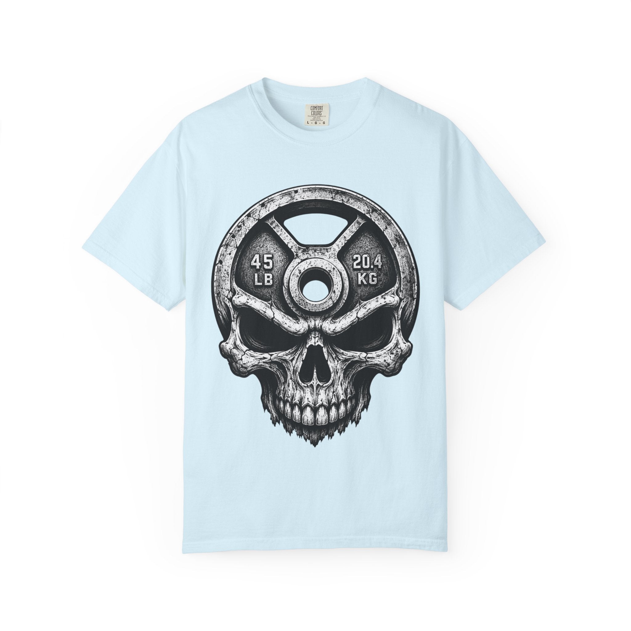 Weight Plate Skull T-Shirt — Gym Skull 45lb Fitness Tee