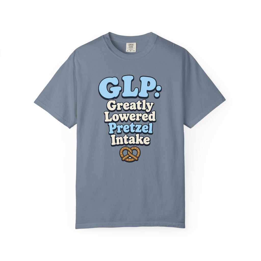 Funny GLP Shirt — "Greatly Lowered Pretzel Intake" Weight Loss Humor Tee