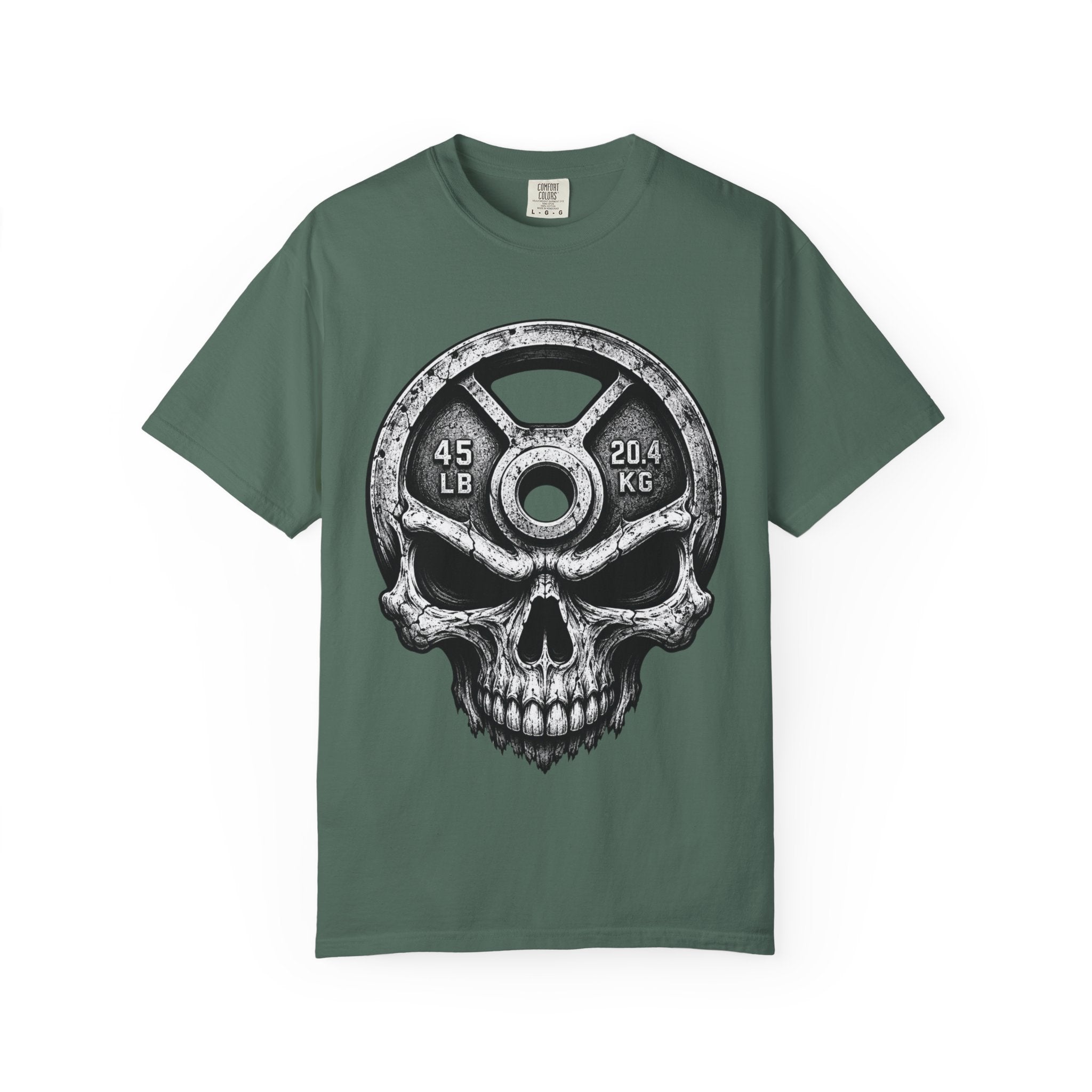 Weight Plate Skull T-Shirt — Gym Skull 45lb Fitness Tee