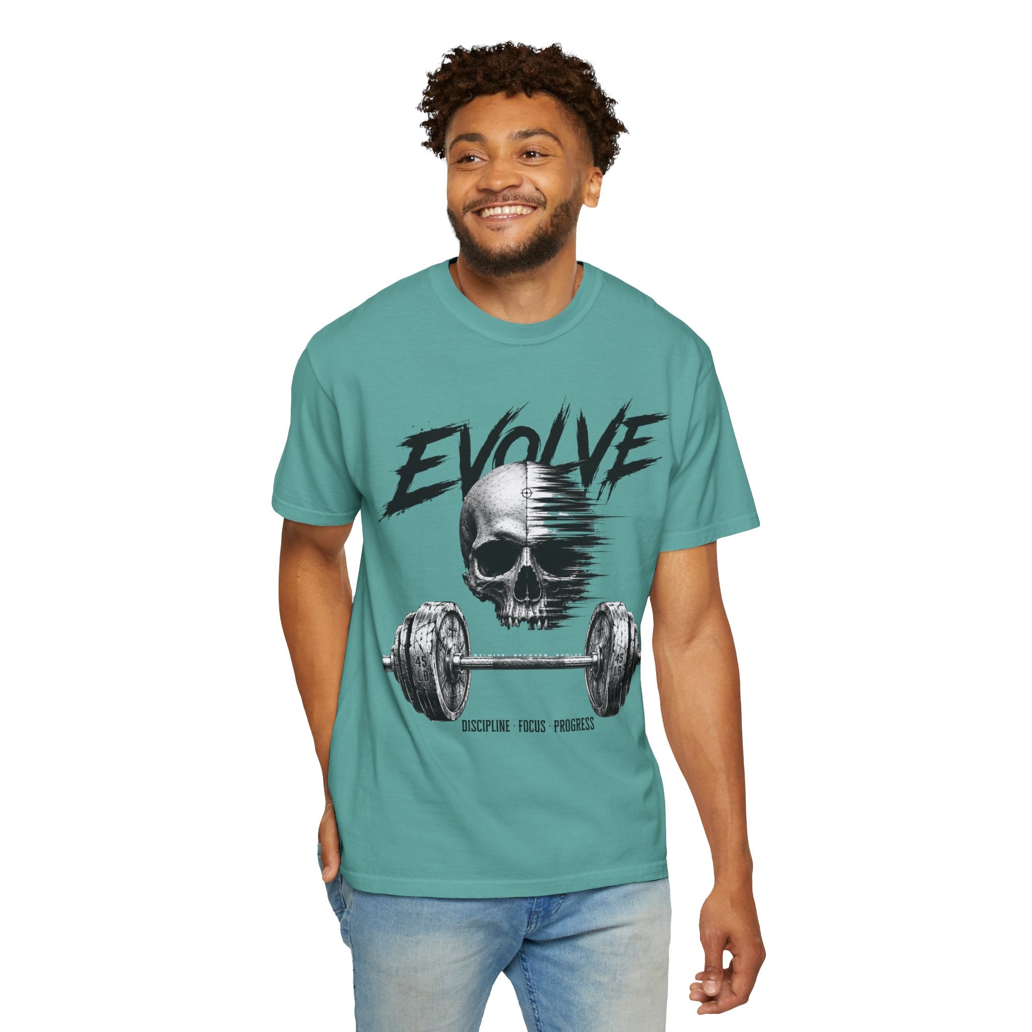 Evolve Skull Barbell T-Shirt — Fitness & Strength Gym Tee