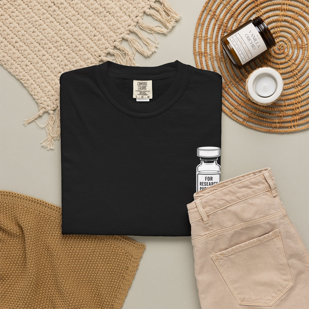 Peptides Vial Chest Pocket T-Shirt — Minimal Illustration Tee