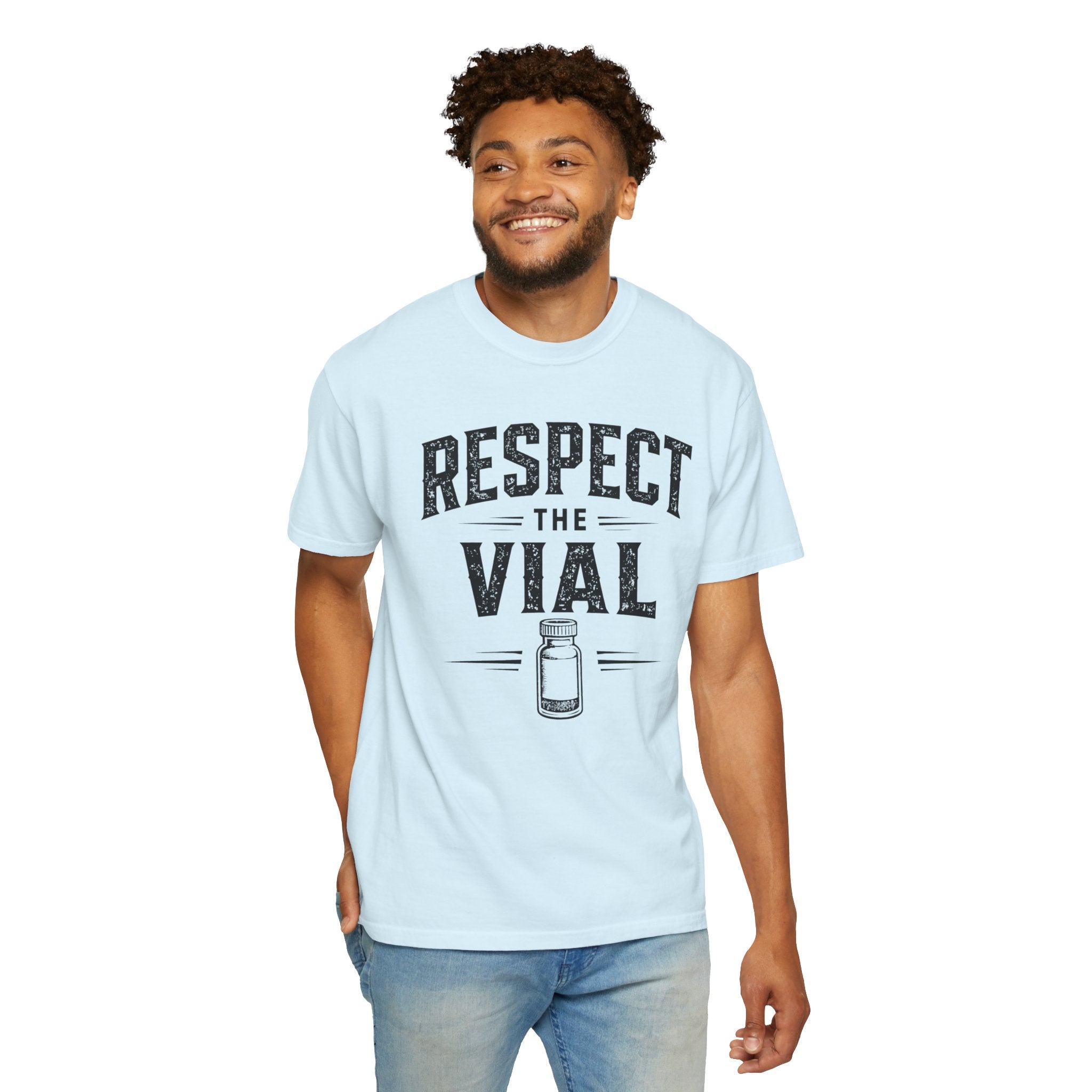 Respect the Vial T-Shirt — Vintage Medical Vaccine Humor Tee