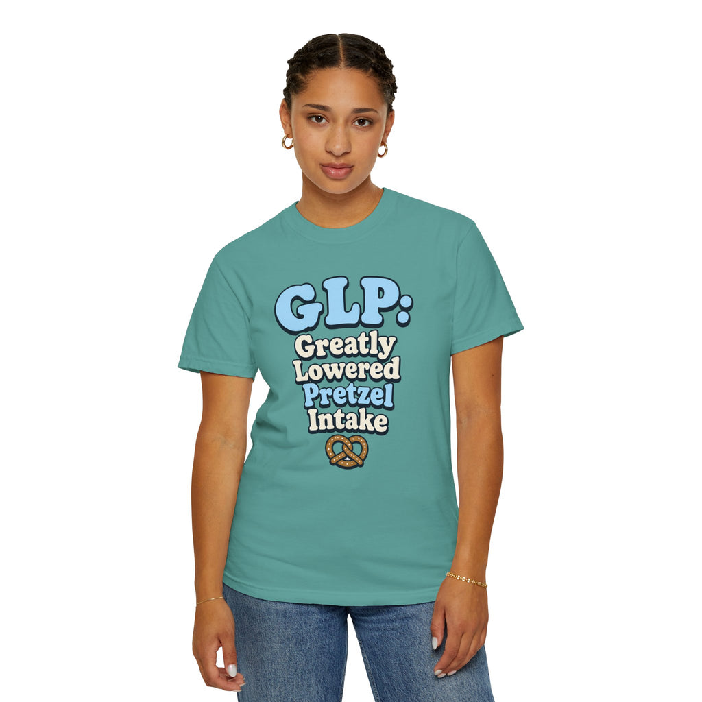 Funny GLP Shirt — "Greatly Lowered Pretzel Intake" Weight Loss Humor Tee