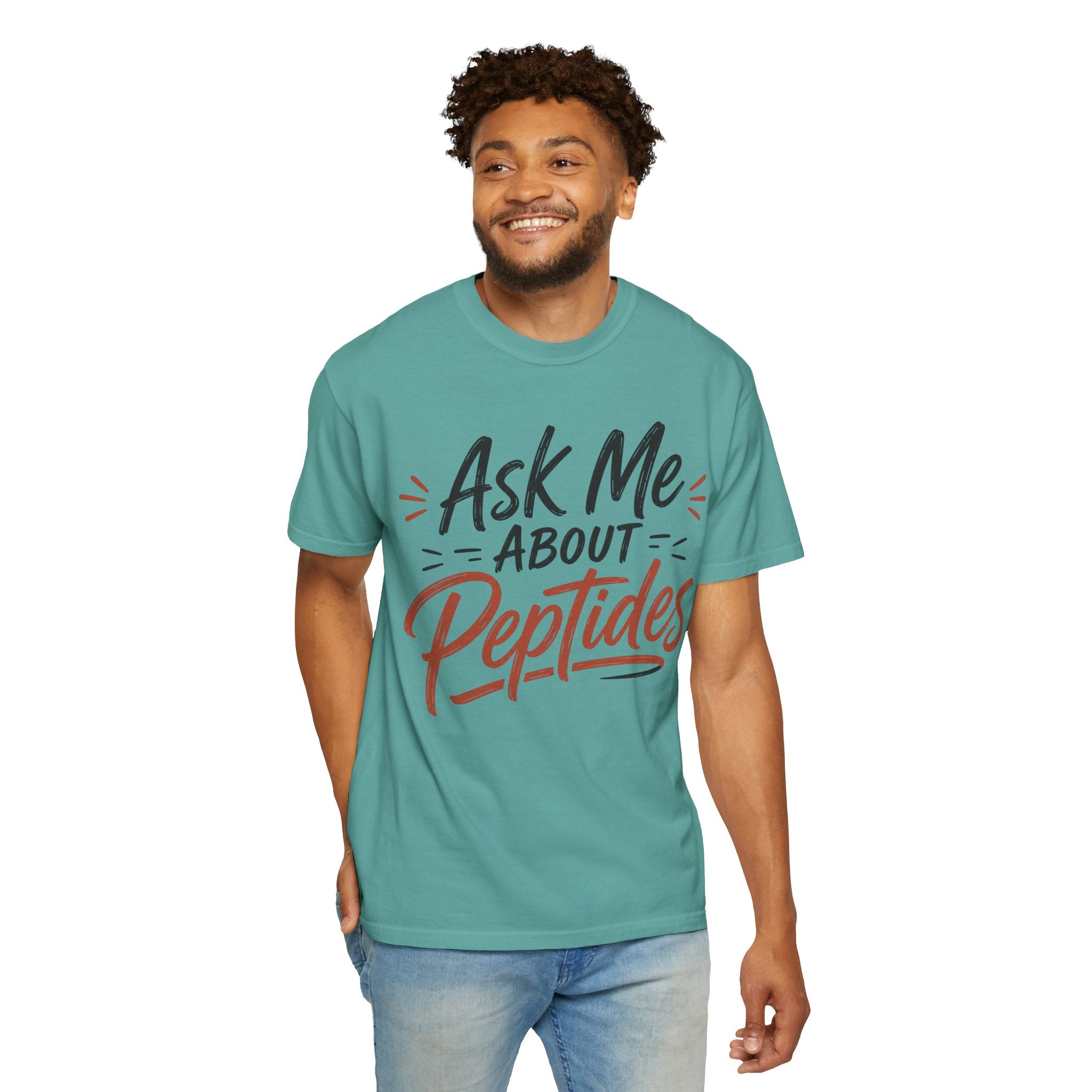 Ask Me About Peptides T-Shirt — Peptide Enthusiast Conversation Tee