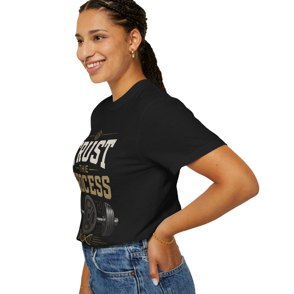 Trust The Process Barbell T-Shirt — Heavy Lifting Gym Tee