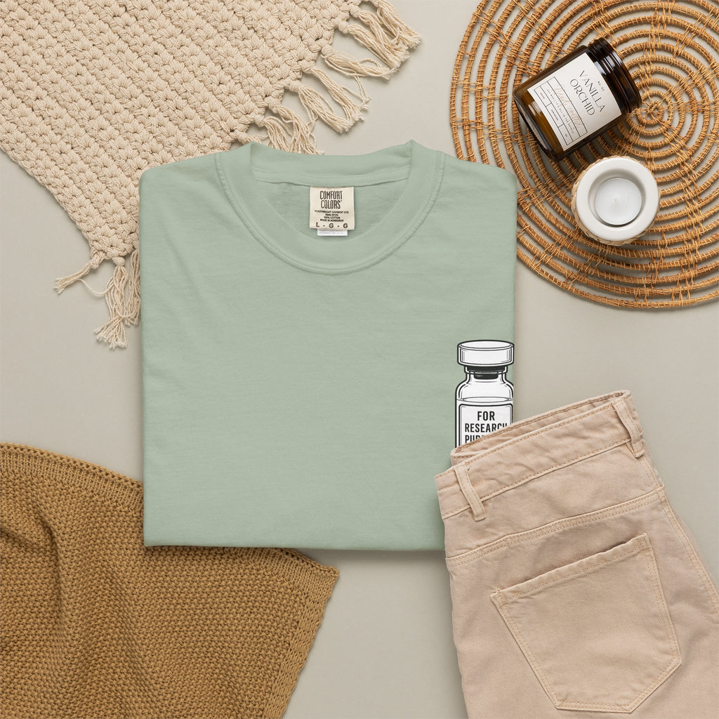 Peptides Vial Chest Pocket T-Shirt — Minimal Illustration Tee