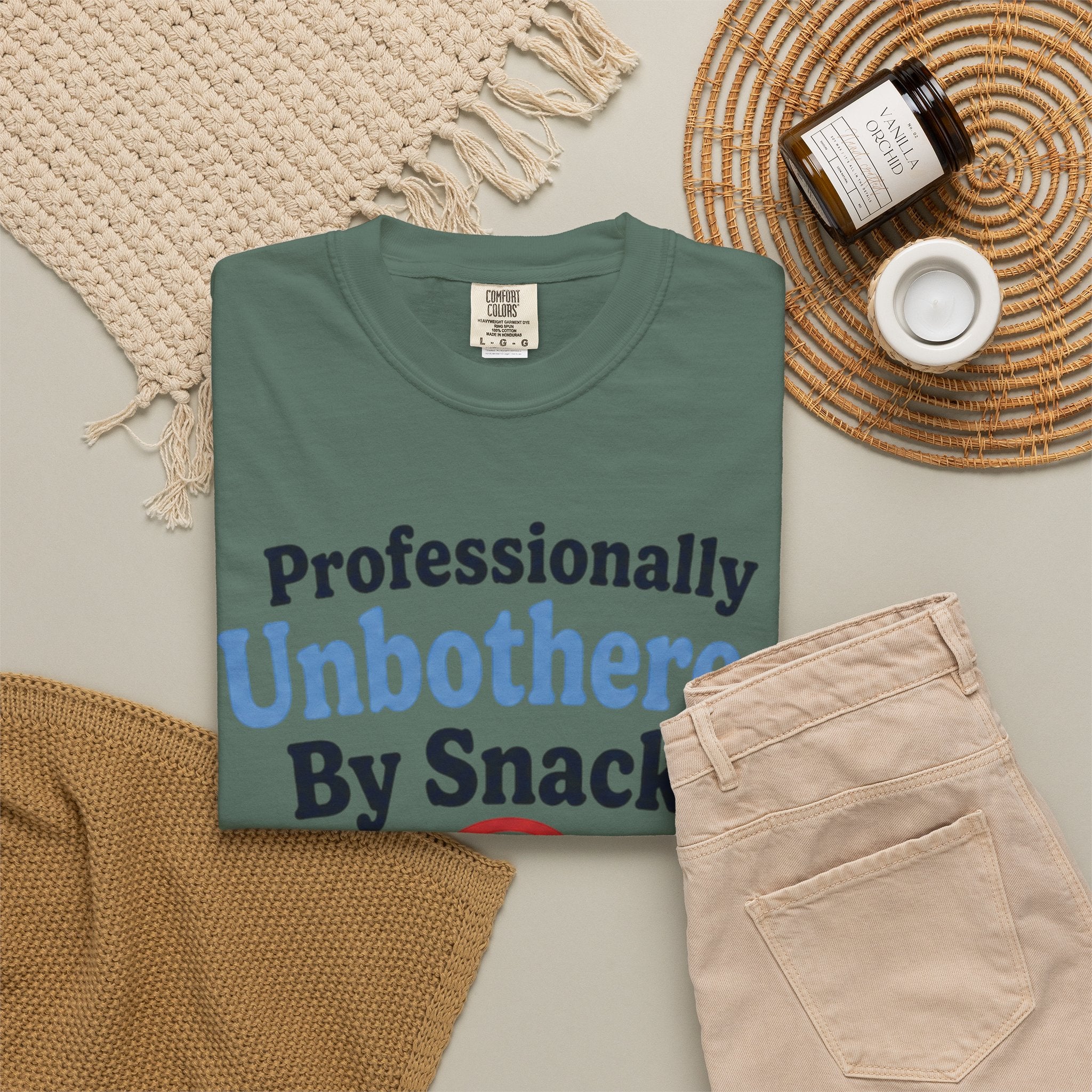 Professionally Unbothered By Snacks Funny T‑Shirt