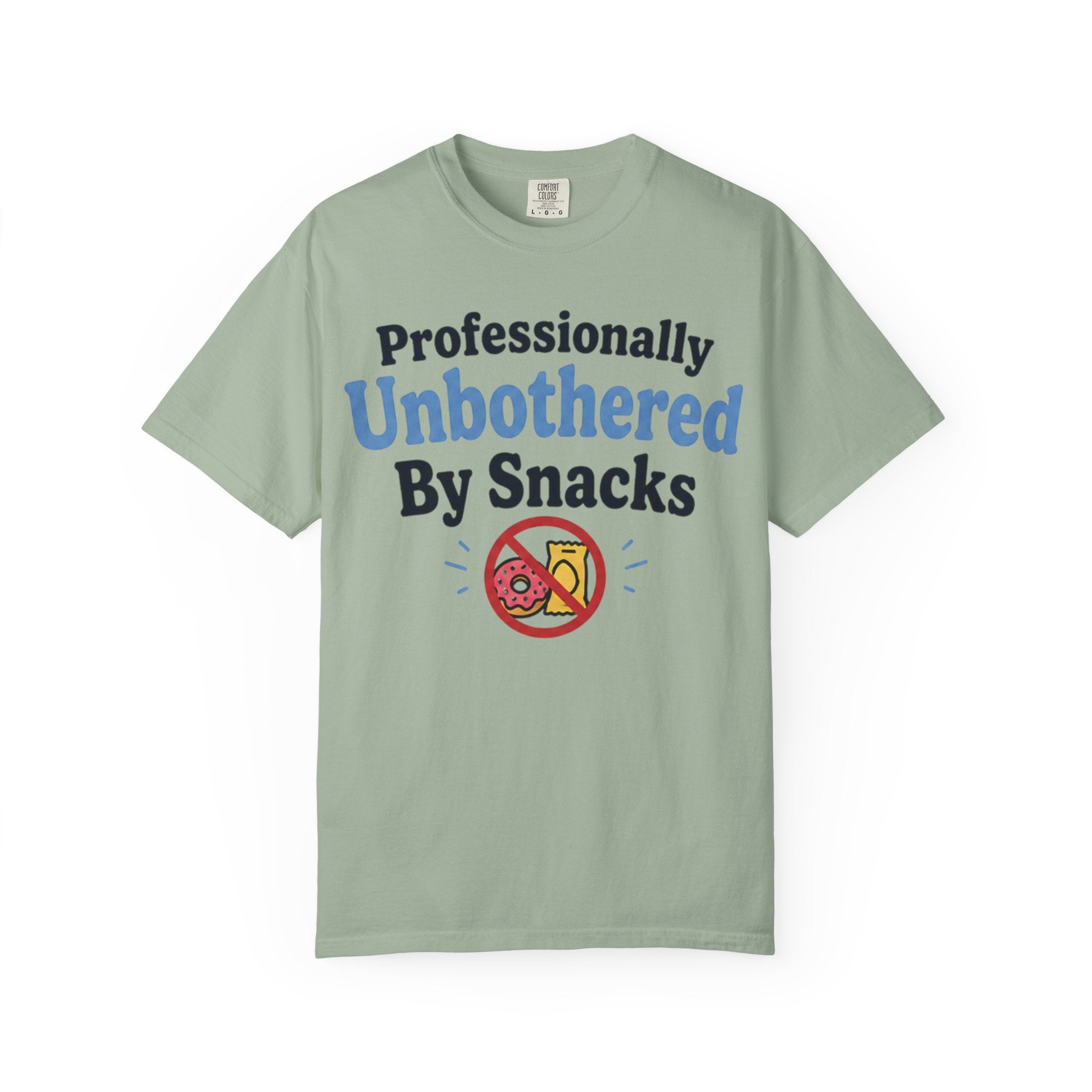 Professionally Unbothered By Snacks T-Shirt — Funny GLP/Weightloss Research Tee