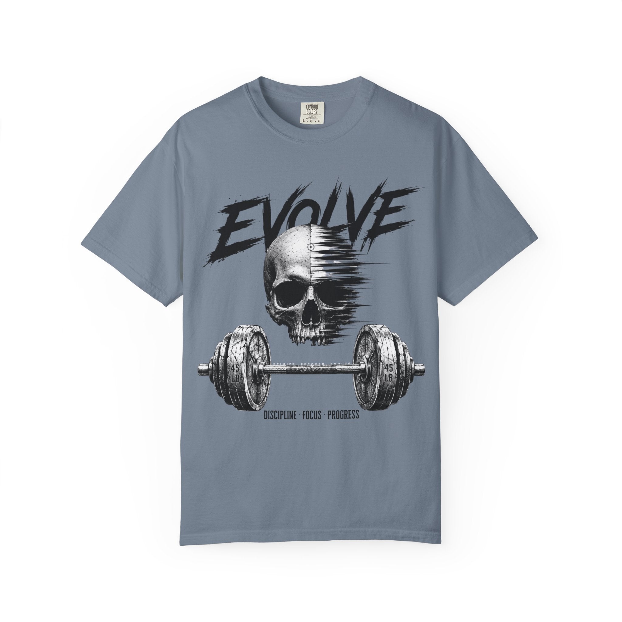 Evolve Skull Barbell T-Shirt — Fitness & Strength Gym Tee
