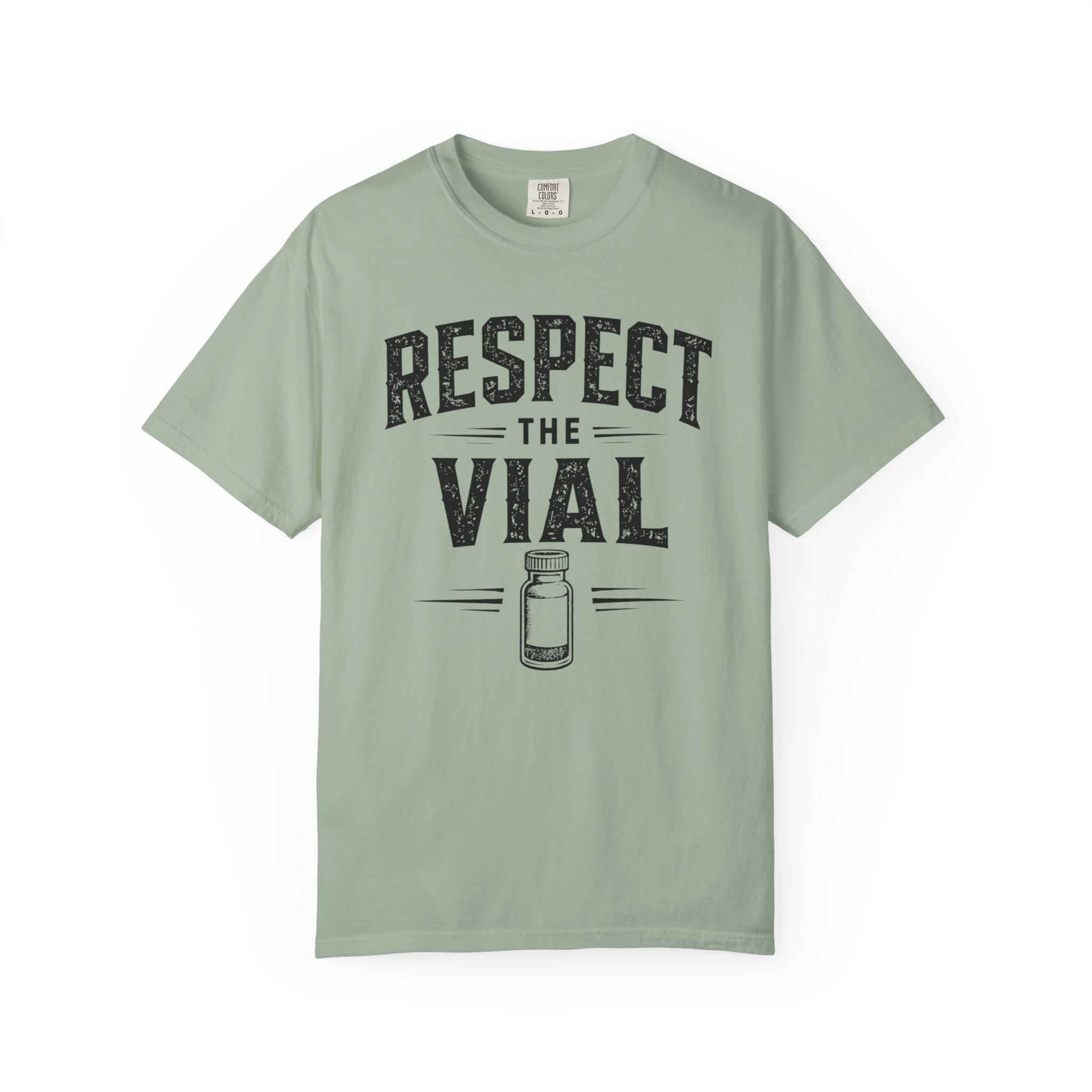 Respect the Vial T-Shirt — Vintage Medical Vaccine Humor Tee