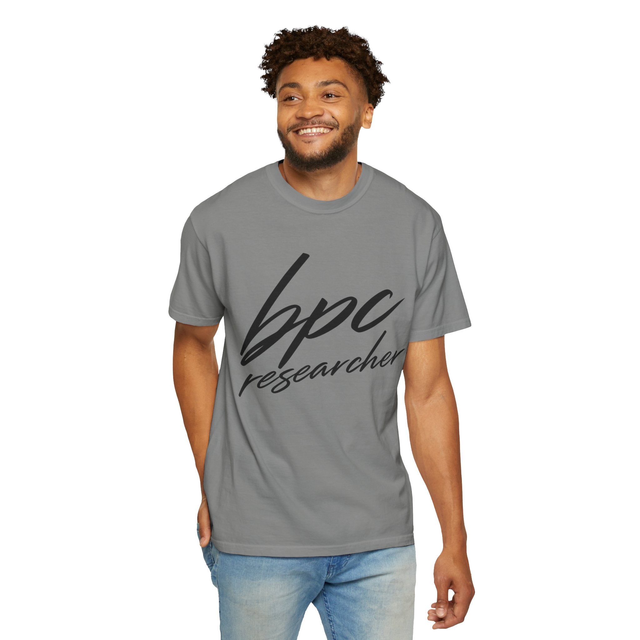 BPC Researcher T-Shirt — Script Logo Tee for Scientists & Data Professionals