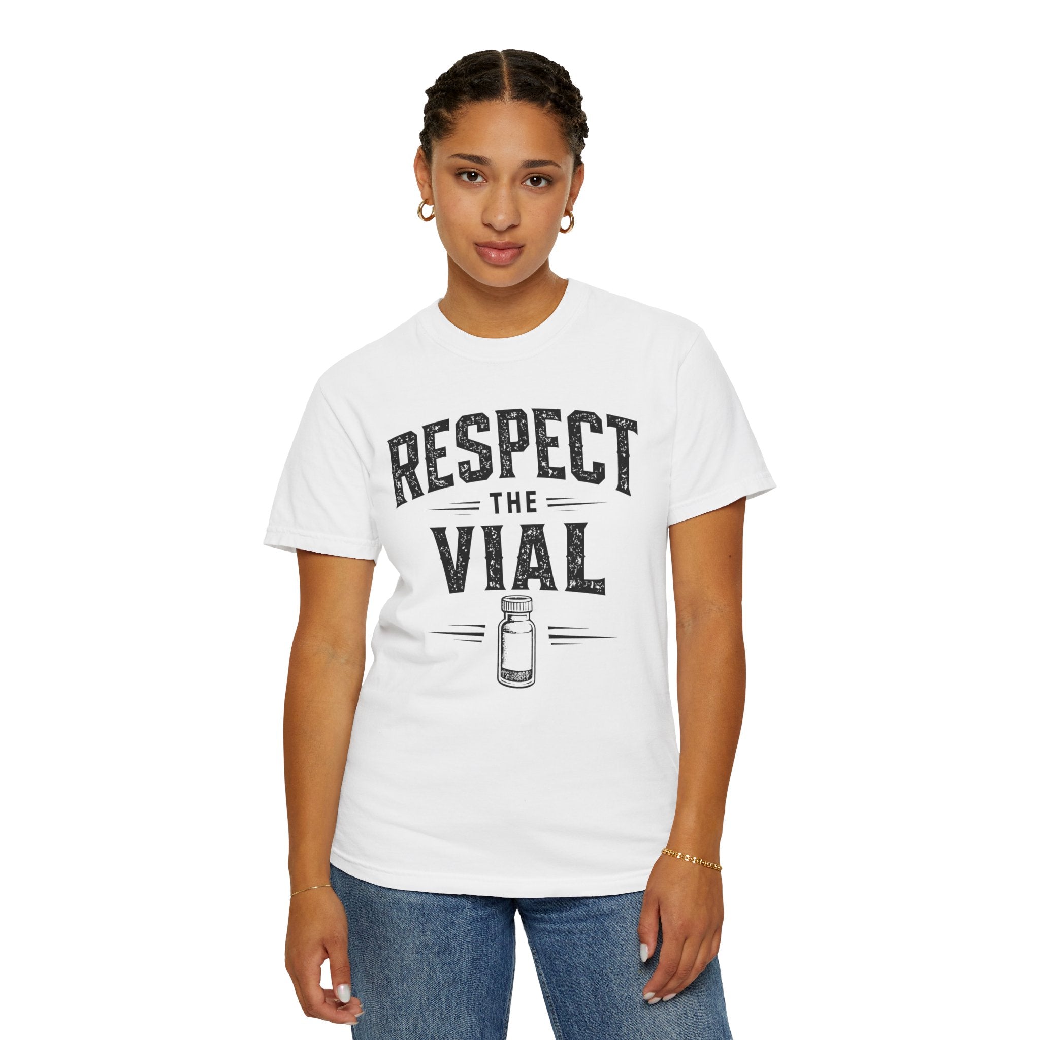 Respect the Vial T-Shirt — Vintage Medical Vaccine Humor Tee