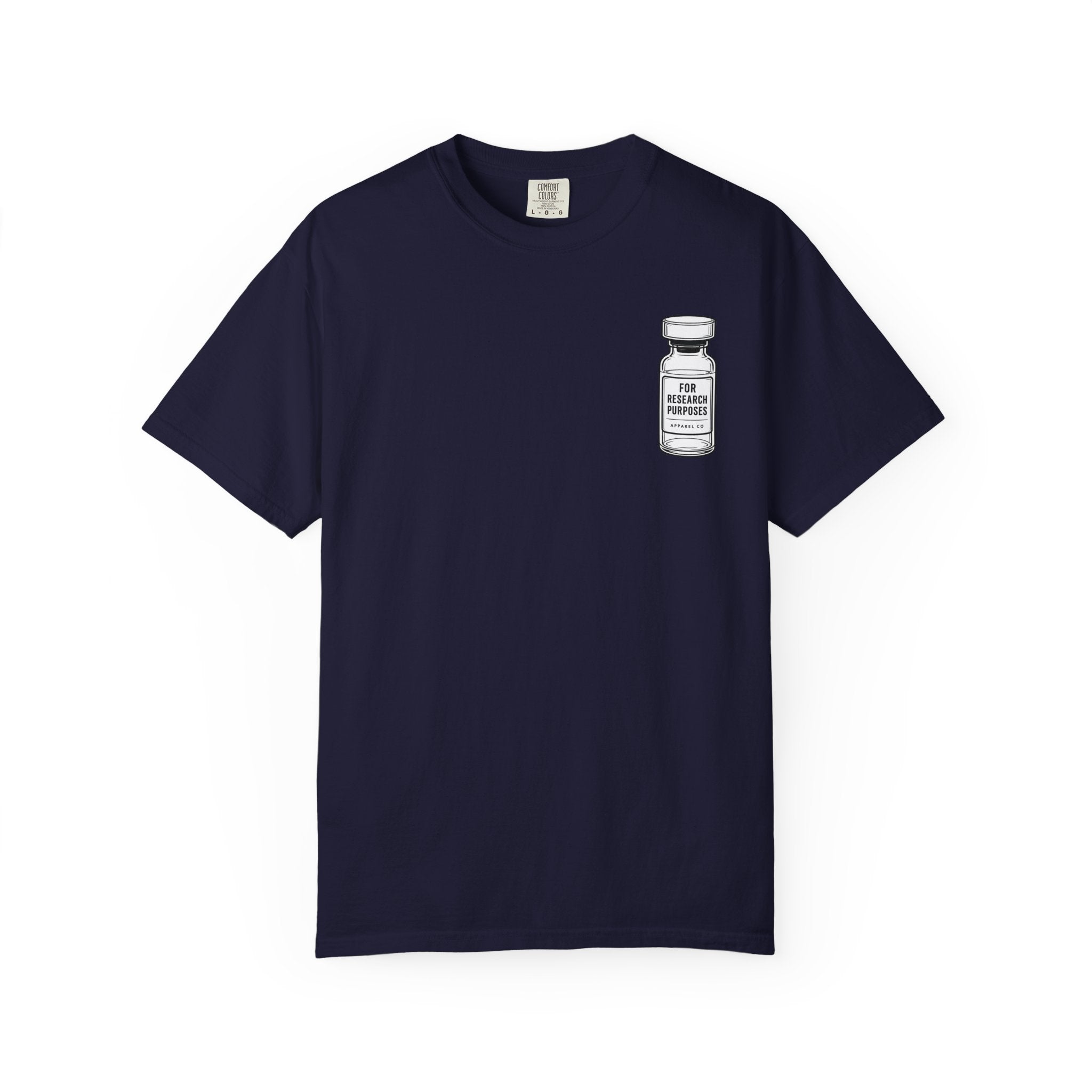 Peptides Vial Chest Pocket T-Shirt — Minimal Illustration Tee