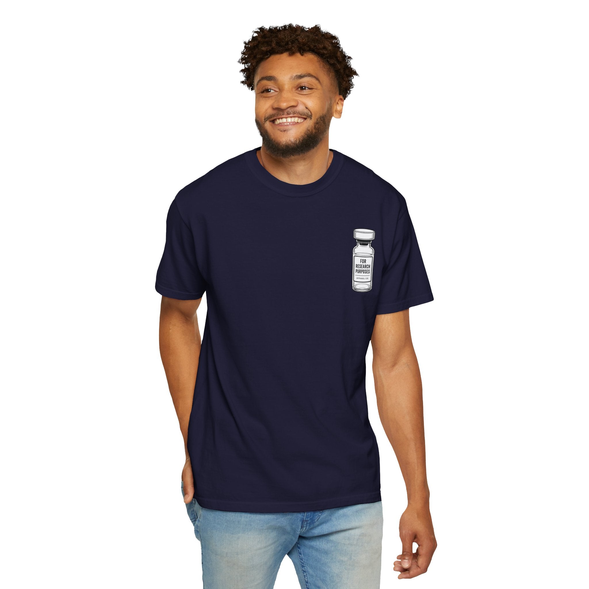 Peptides Vial Chest Pocket T-Shirt — Minimal Illustration Tee