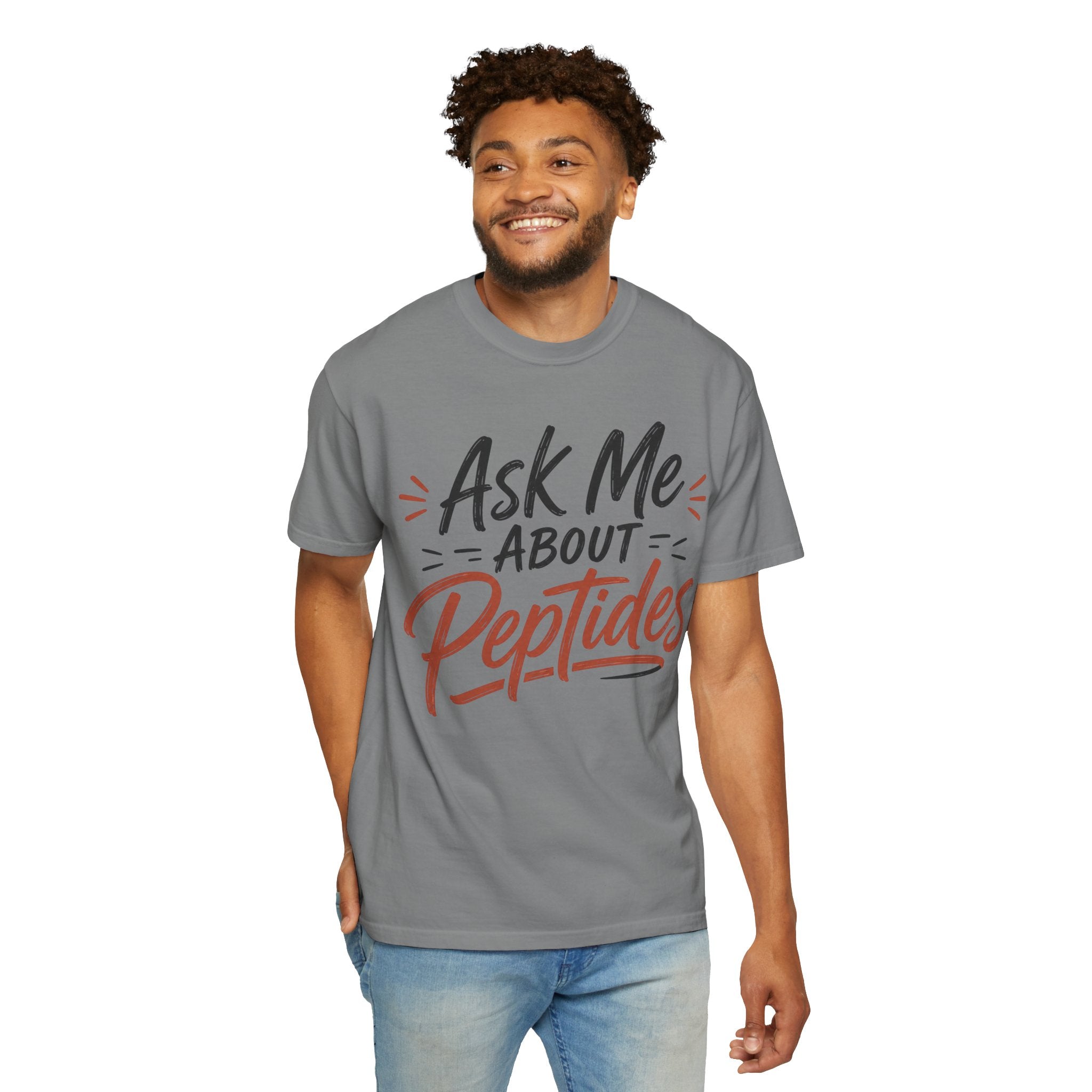 Ask Me About Peptides T-Shirt — Peptide Enthusiast Conversation Tee