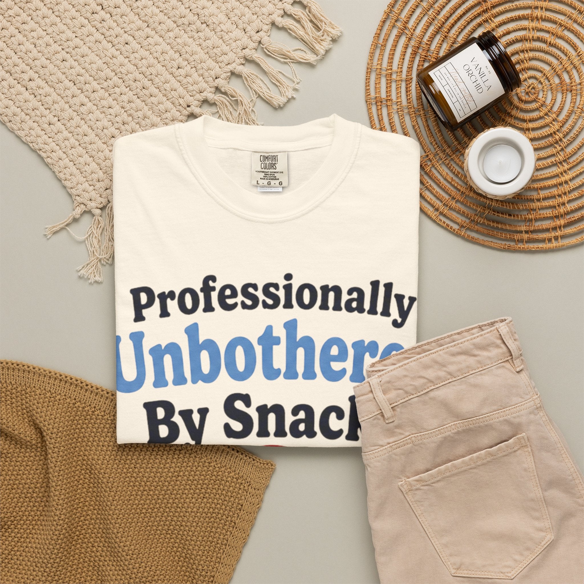 Professionally Unbothered By Snacks T-Shirt — Funny GLP/Weightloss Research Tee