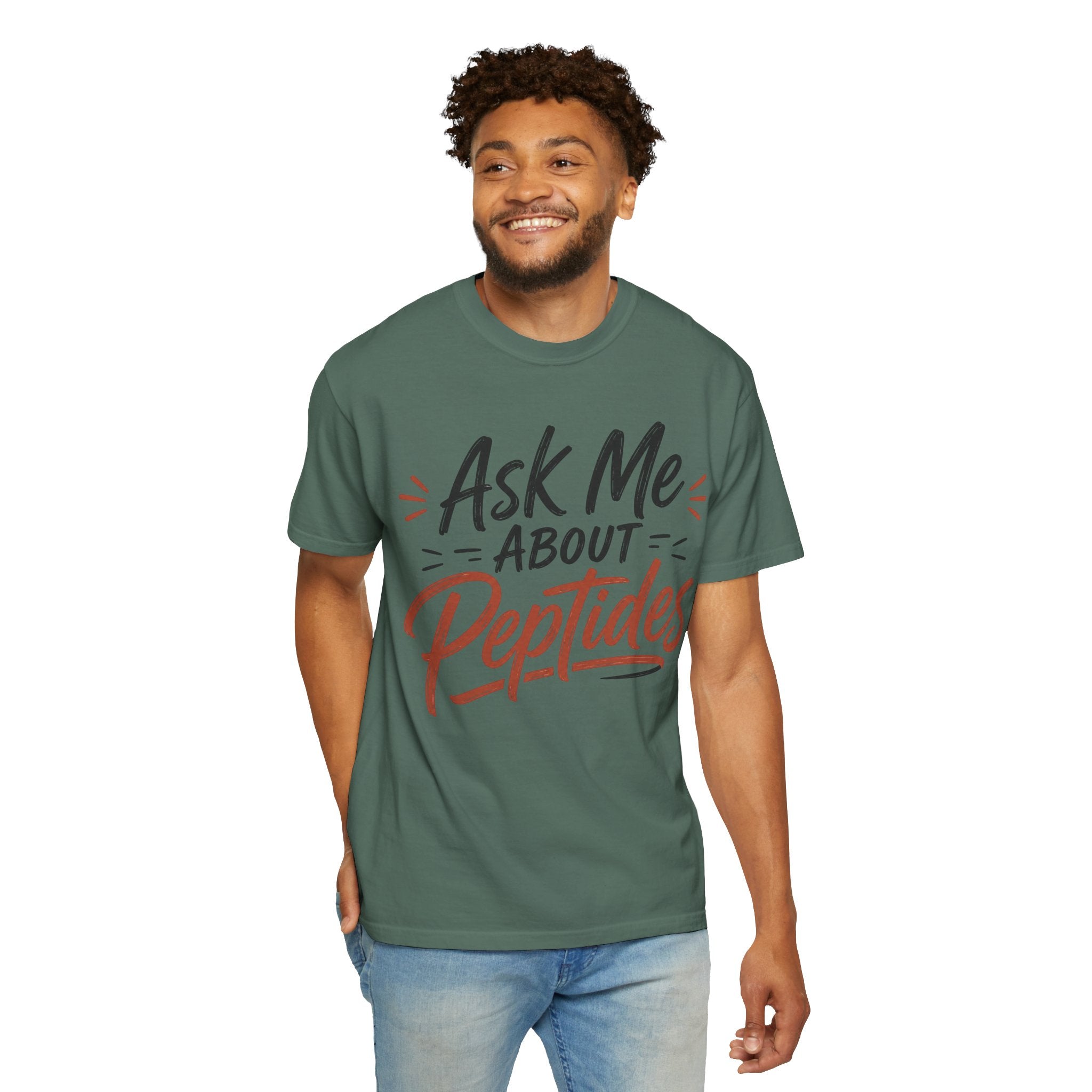 Ask Me About Peptides T-Shirt — Peptide Enthusiast Conversation Tee