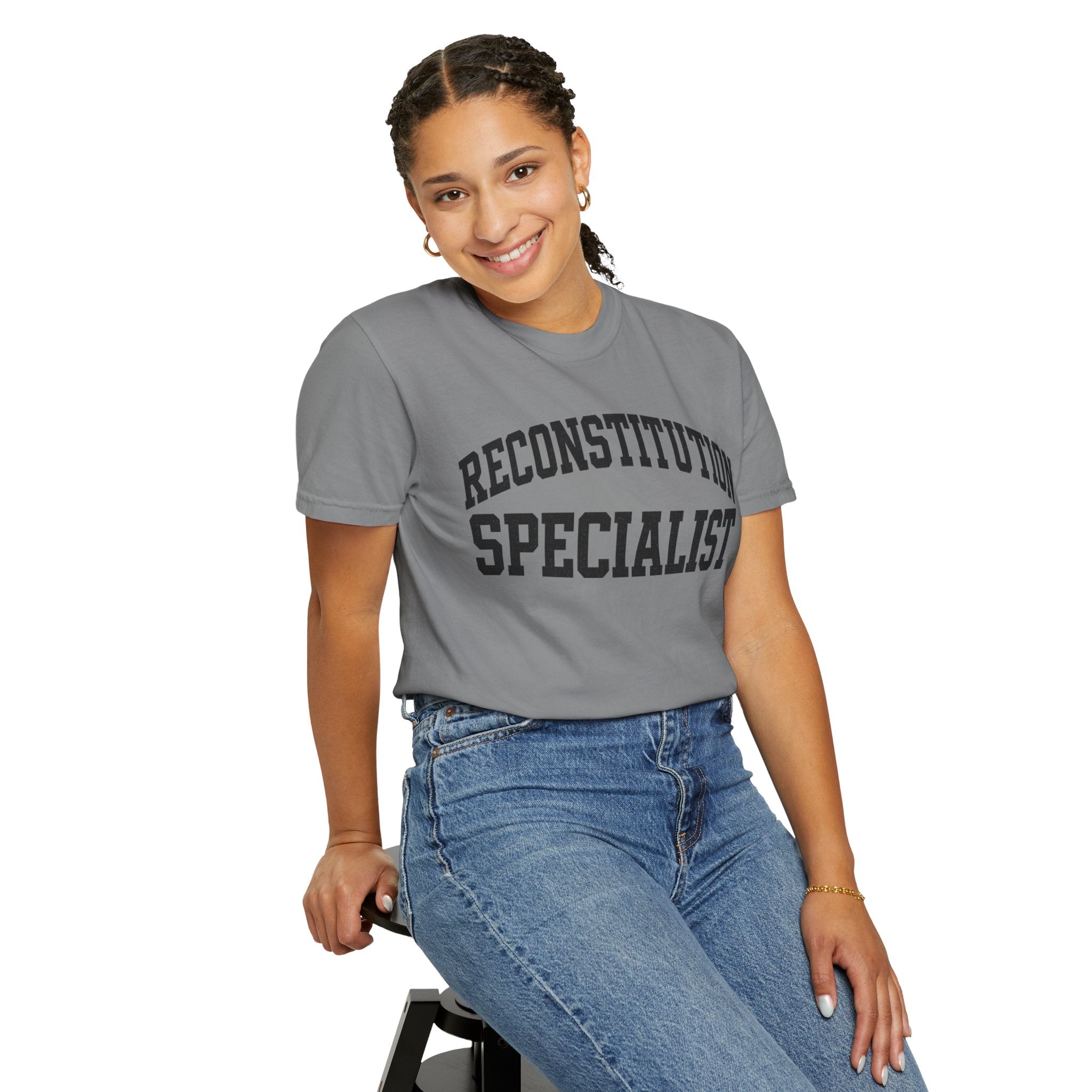 Reconstitution Specialist T-Shirt — Retro Collegiate Graphic Tee