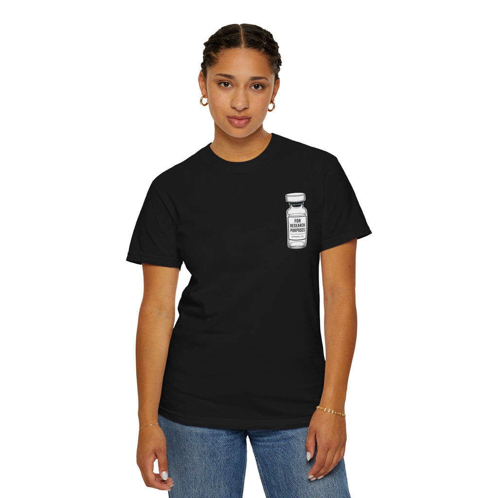 Peptides Vial Chest Pocket T-Shirt — Minimal Illustration Tee