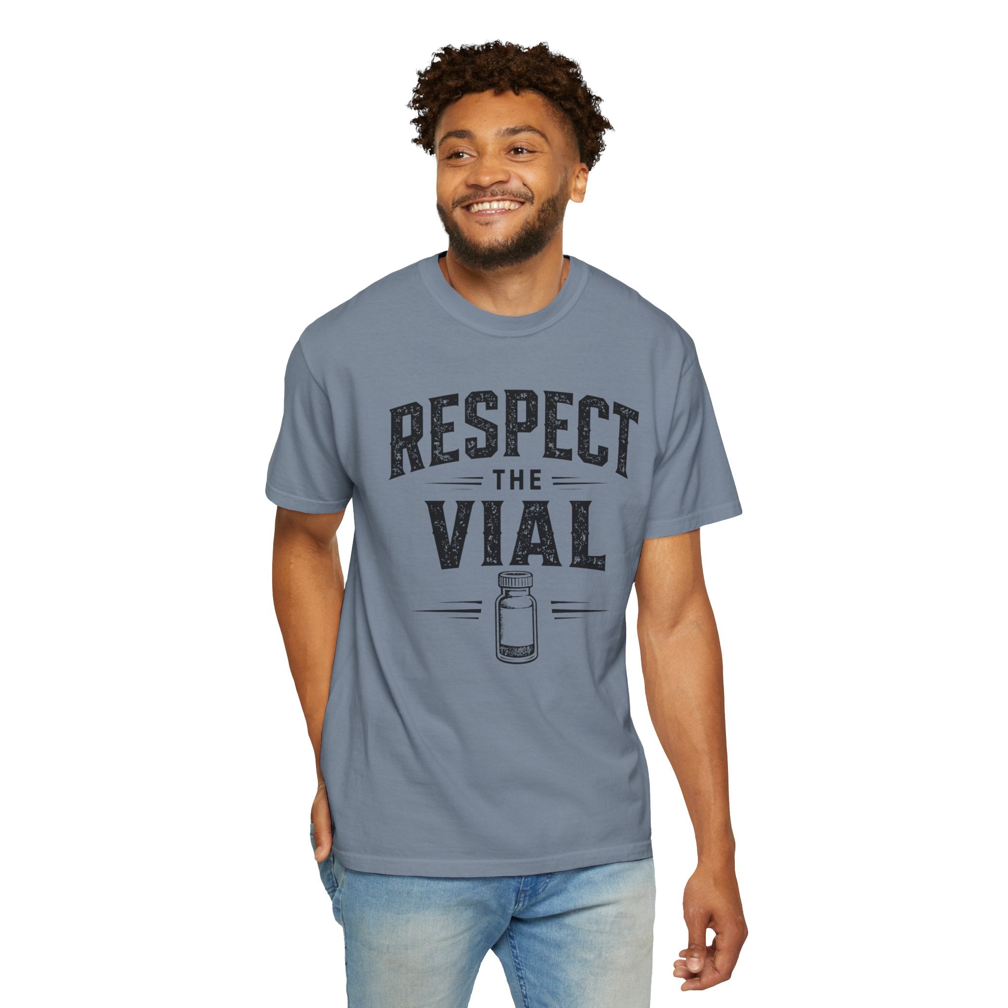 Respect the Vial T-Shirt — Vintage Medical Vaccine Humor Tee
