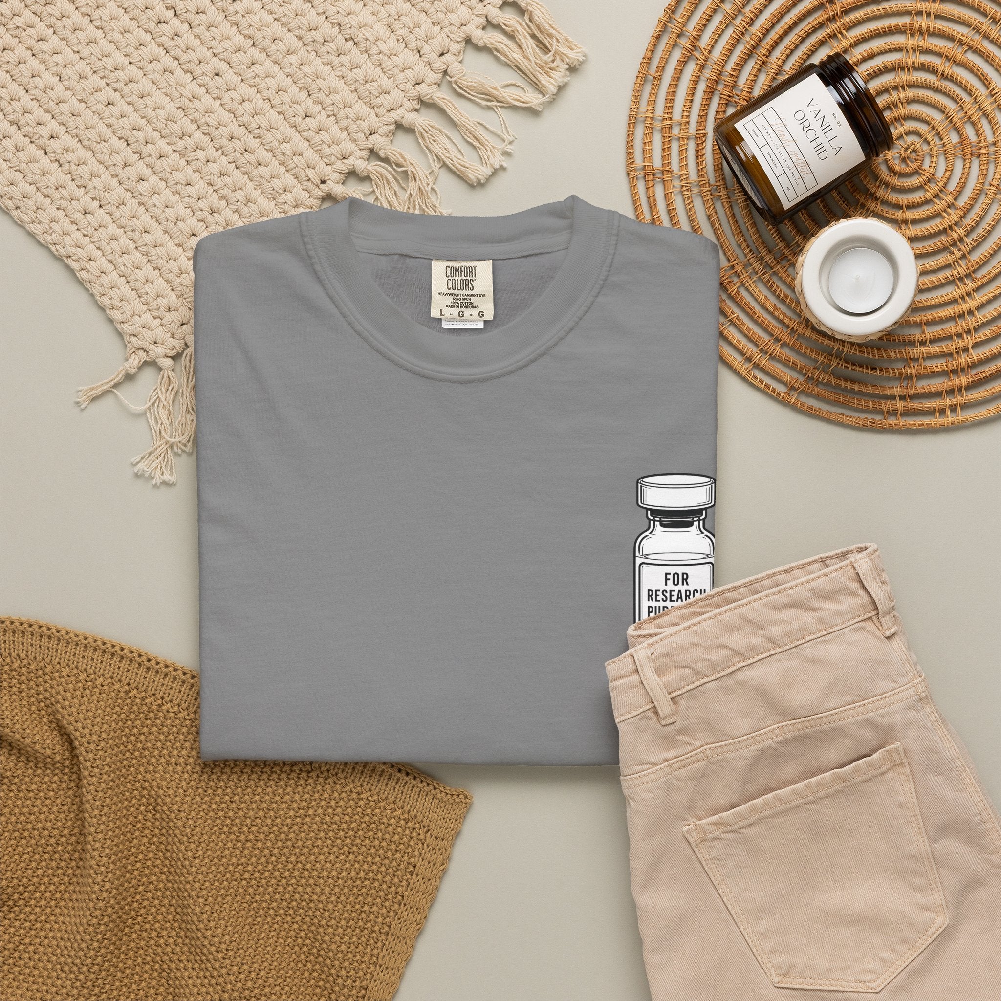 Peptides Vial Chest Pocket T-Shirt — Minimal Illustration Tee