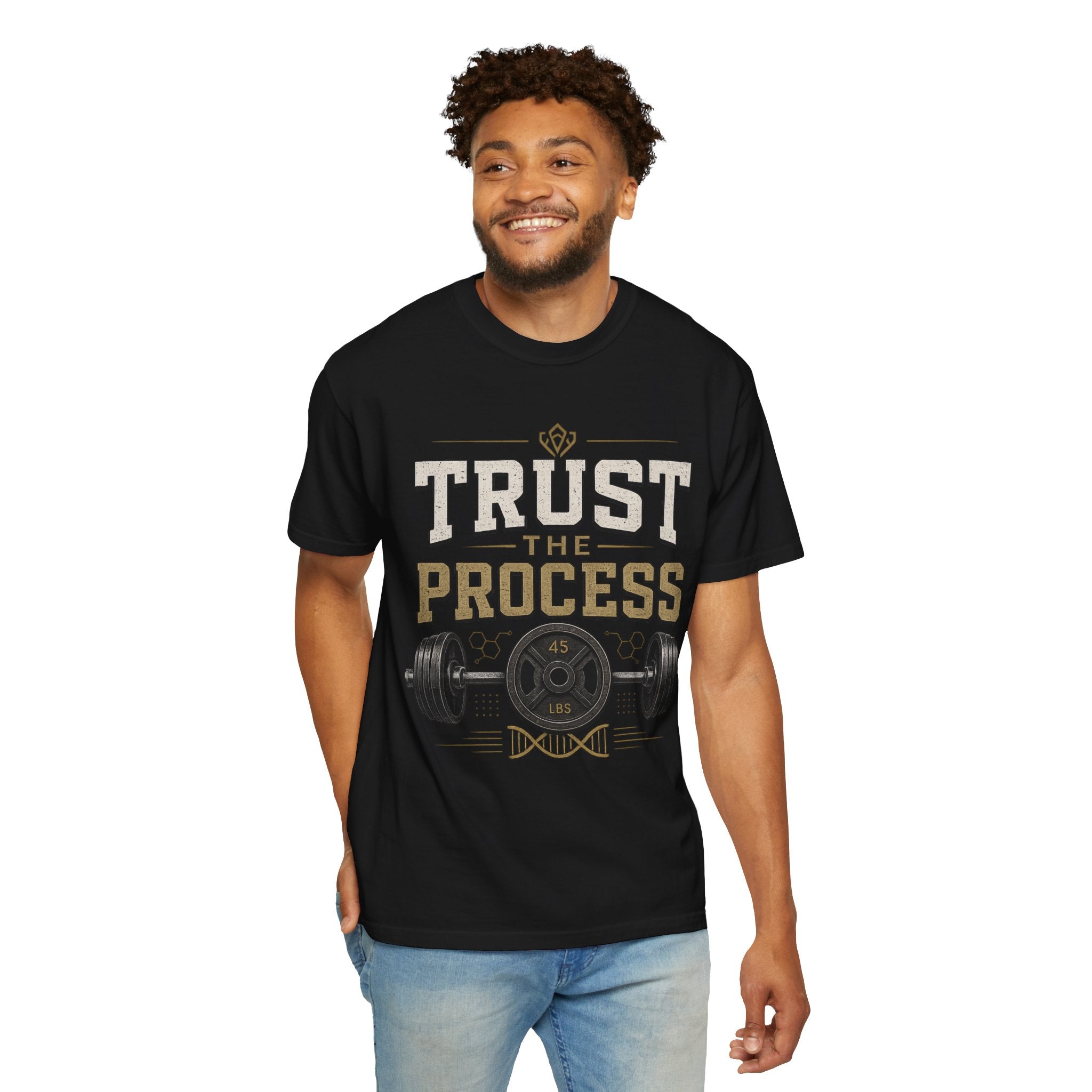 Trust The Process Barbell T-Shirt — Heavy Lifting Gym Tee