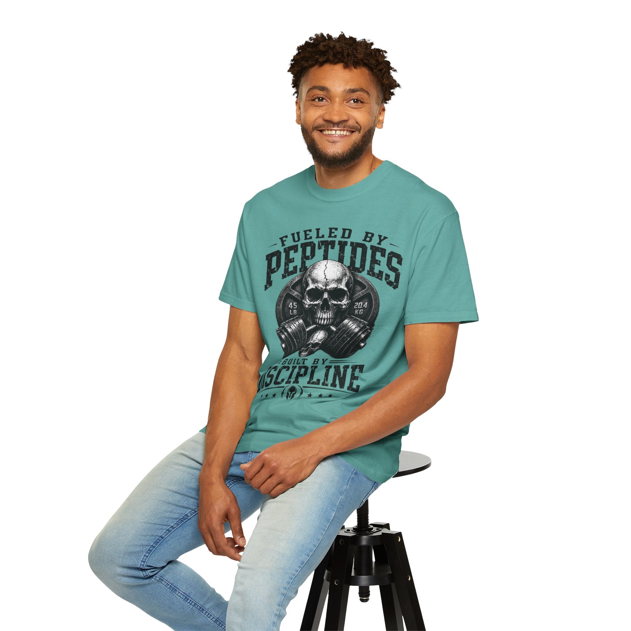 Peptides Skull Gym T-Shirt — "Fueled by Peptides, Built by Discipline" Fitness Tee