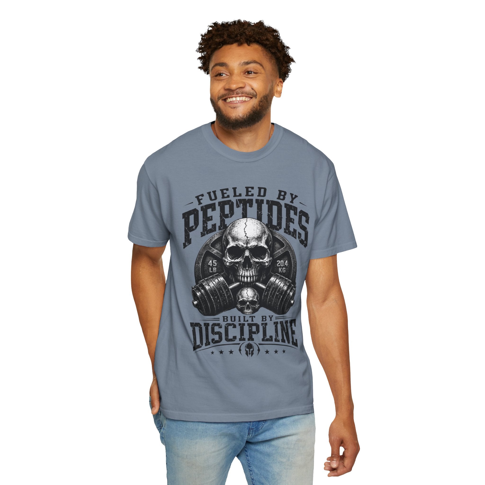 Peptides Skull Gym T-Shirt — "Fueled by Peptides, Built by Discipline" Fitness Tee