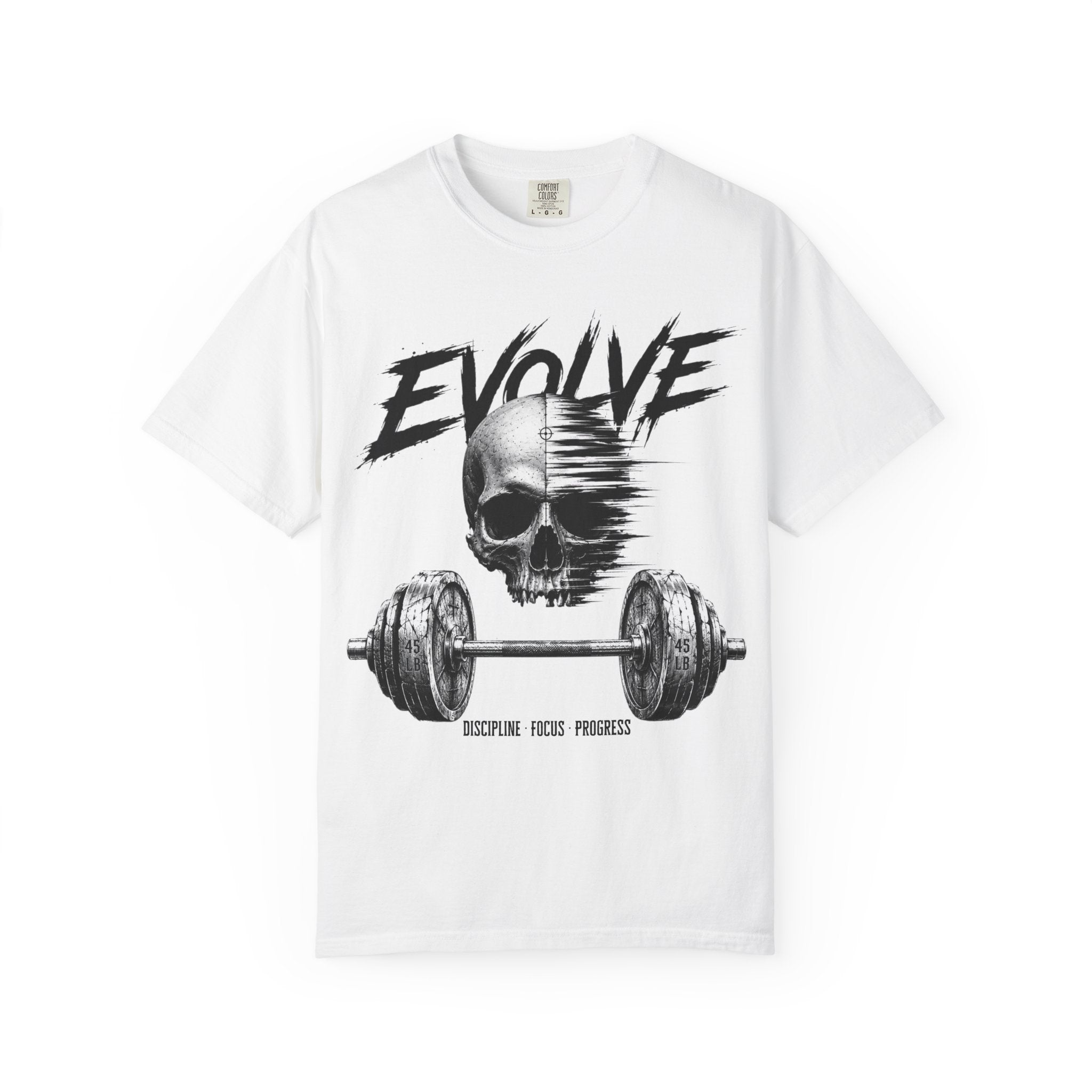 Evolve Skull Barbell T-Shirt — Fitness & Strength Gym Tee
