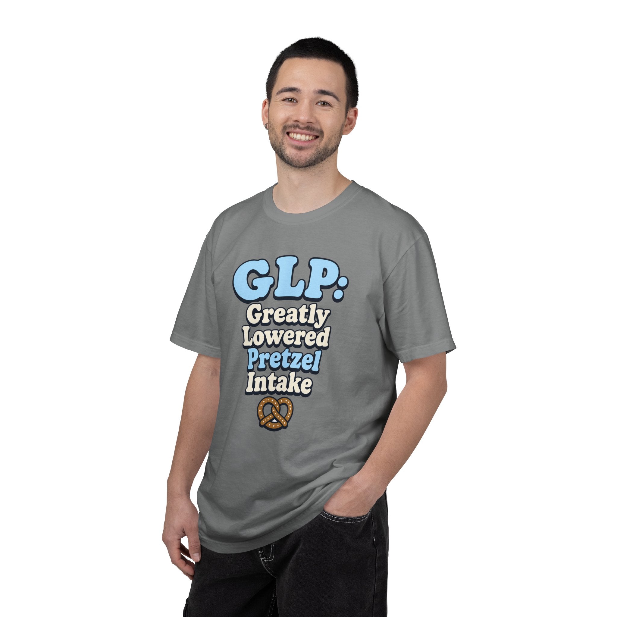 Funny GLP Shirt — "Greatly Lowered Pretzel Intake" Weight Loss Humor Tee