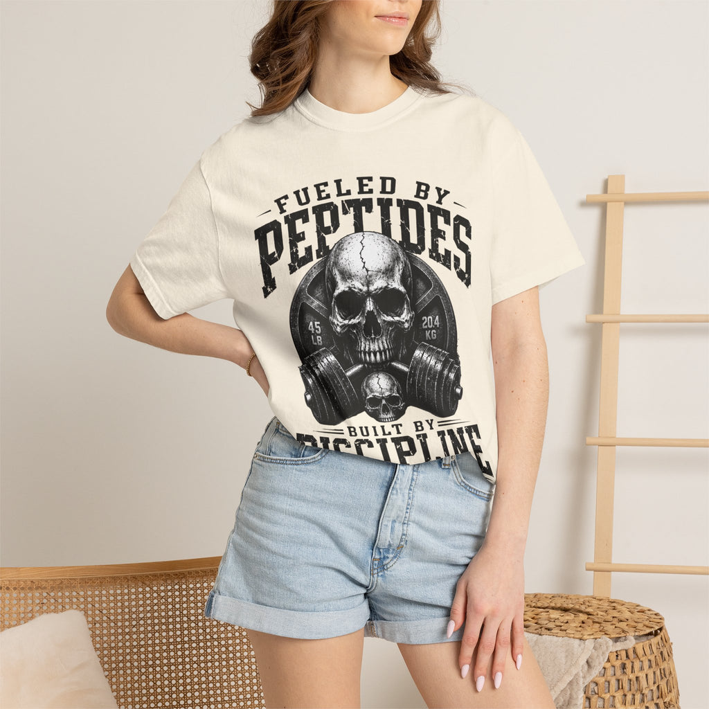 Peptides Skull Gym T-Shirt — "Fueled by Peptides, Built by Discipline" Fitness Tee