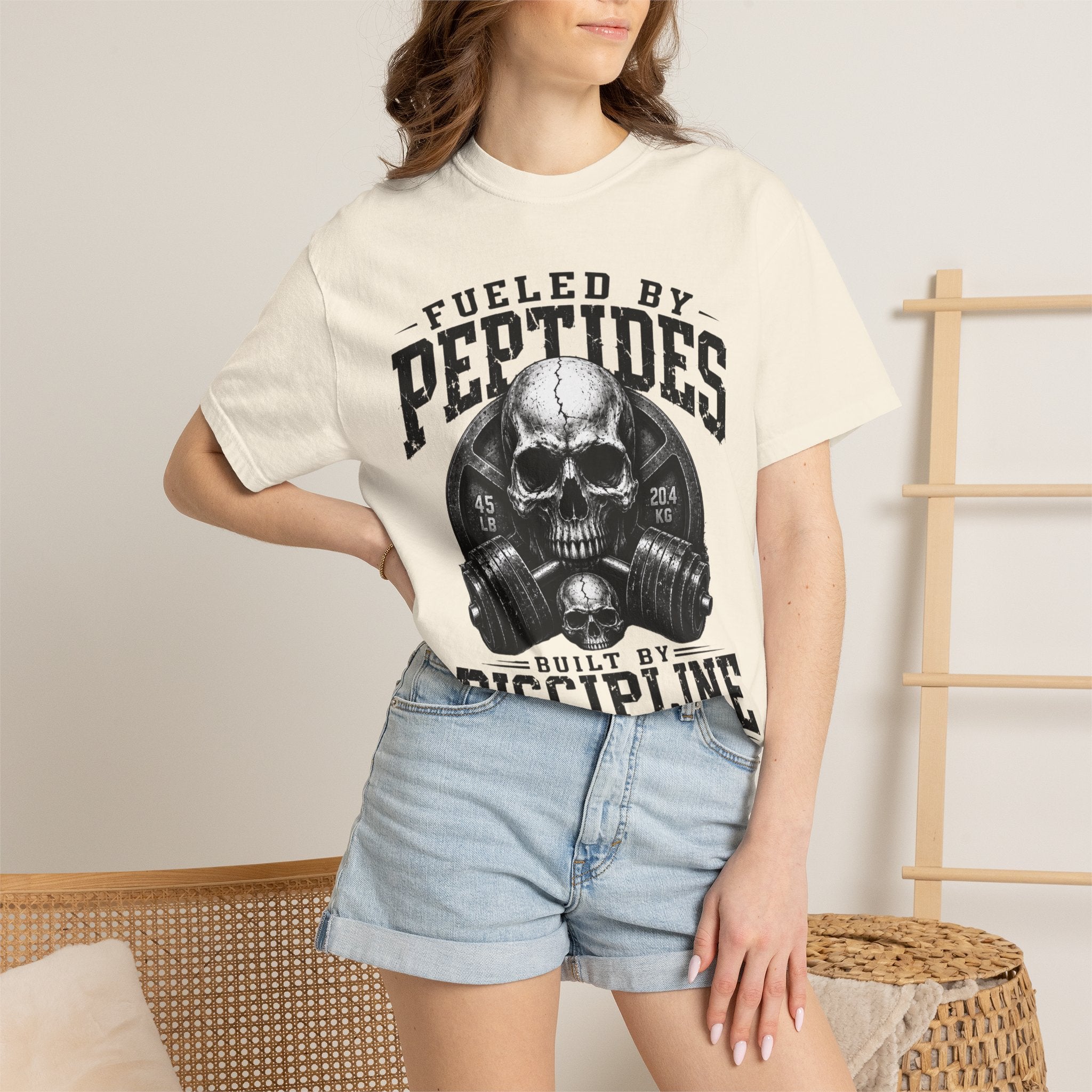 Peptides Skull Gym T-Shirt — "Fueled by Peptides, Built by Discipline" Fitness Tee