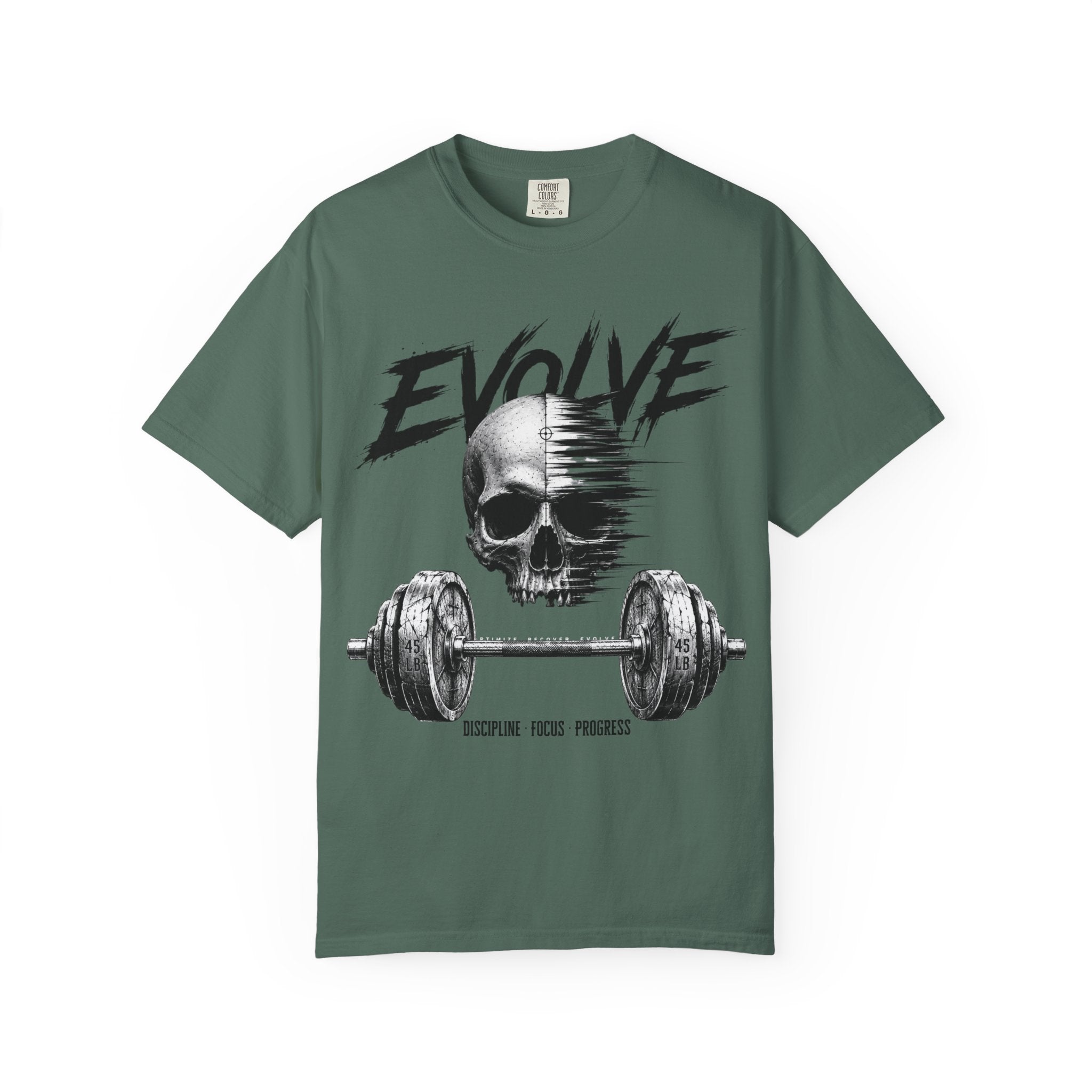 Evolve Skull Barbell T-Shirt — Fitness & Strength Gym Tee