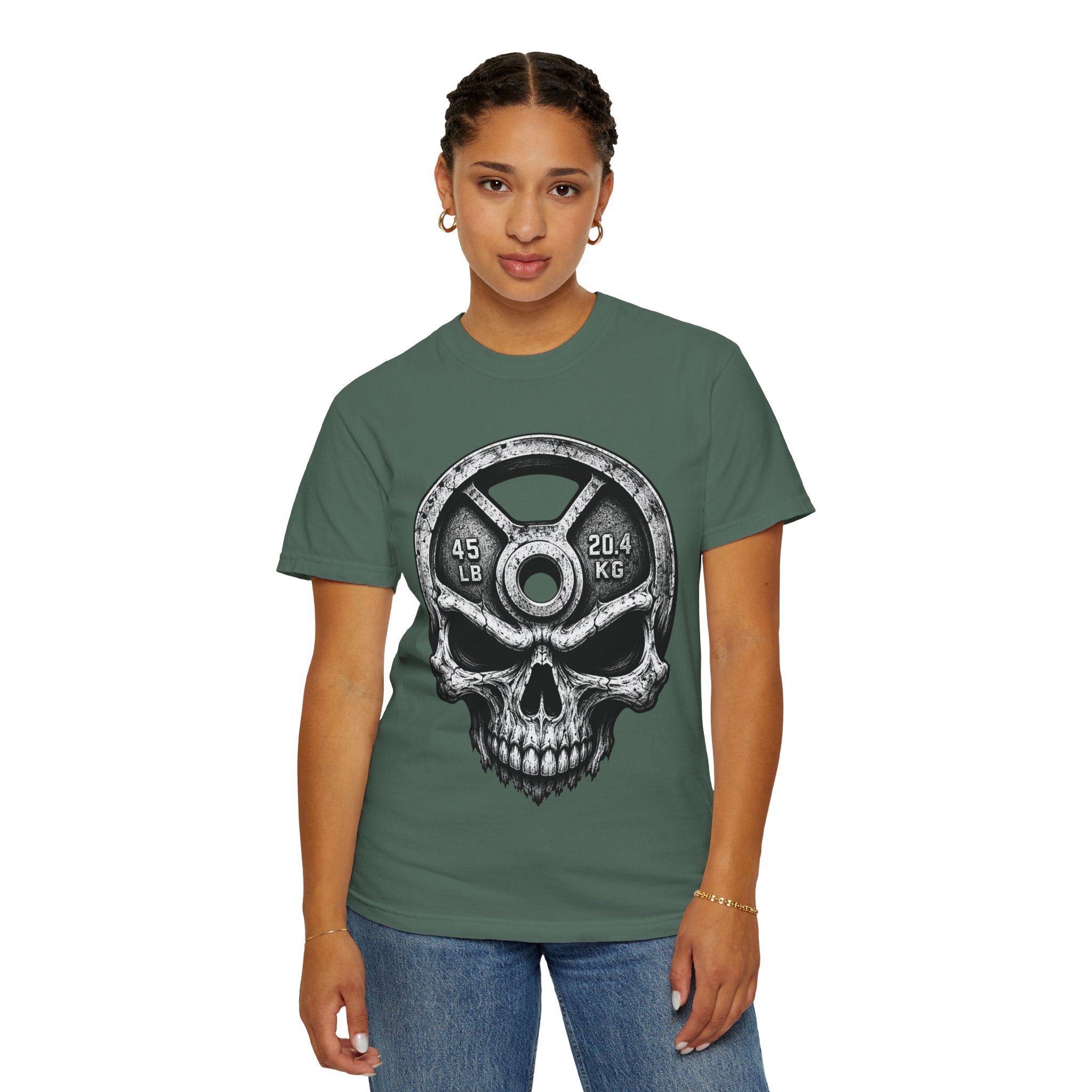 Weight Plate Skull T-Shirt — Gym Skull 45lb Fitness Tee