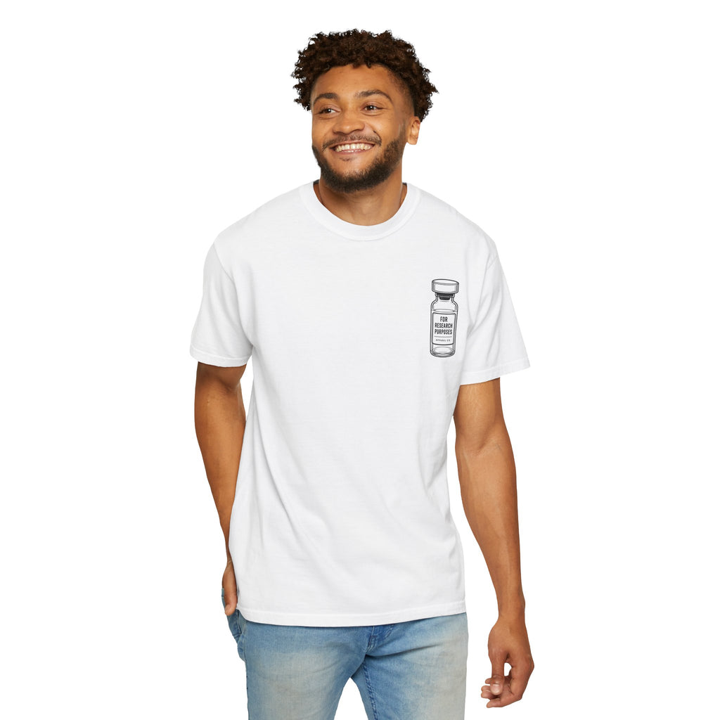 Peptides Vial Chest Pocket T-Shirt — Minimal Illustration Tee