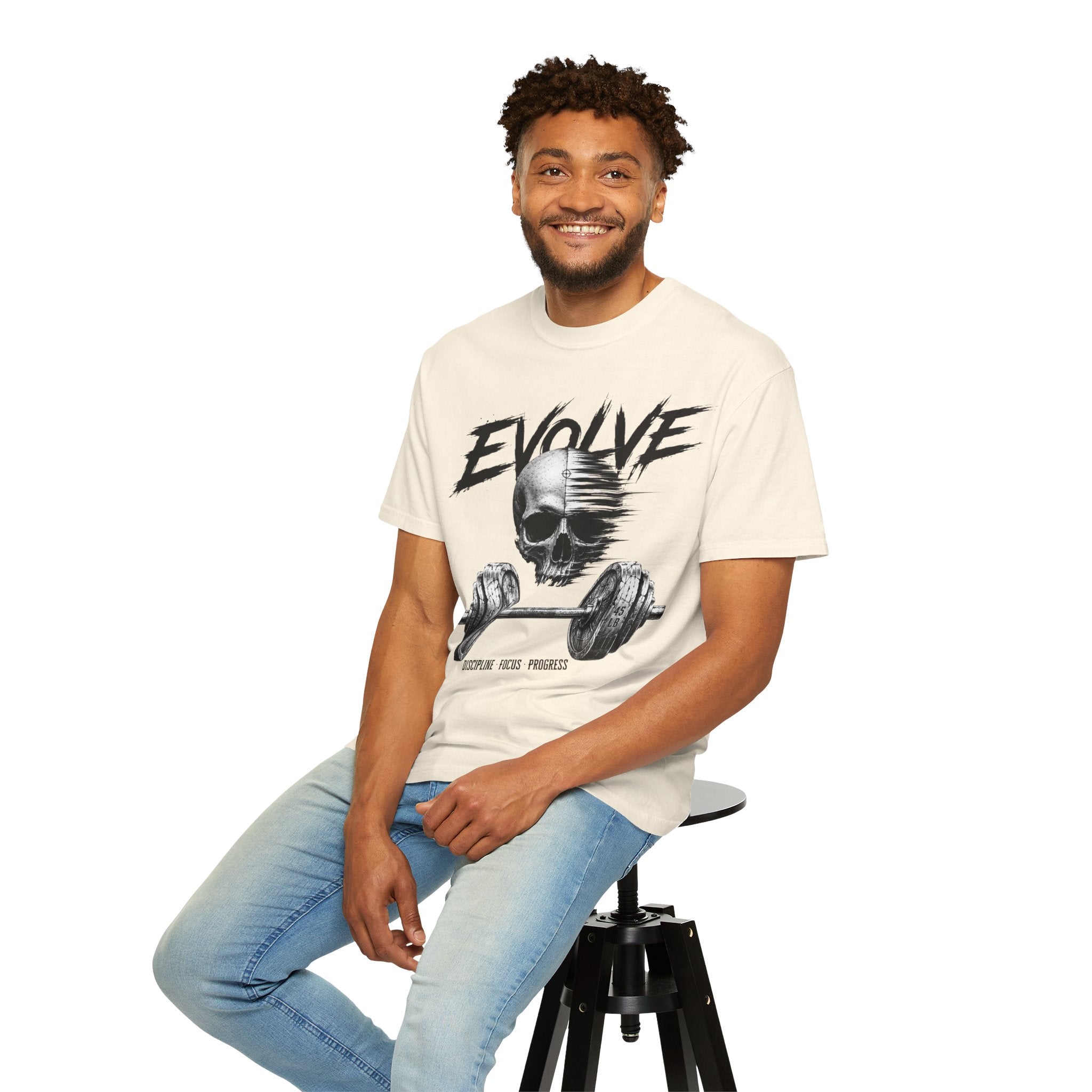 Evolve Skull Barbell T-Shirt — Fitness & Strength Gym Tee