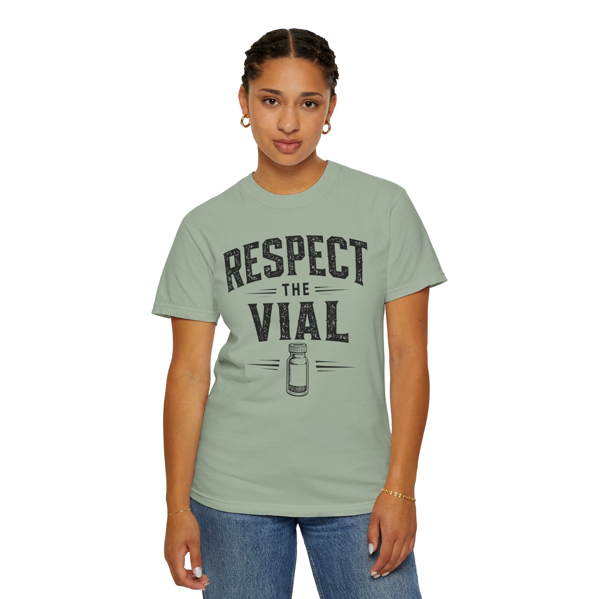 Respect the Vial T-Shirt — Vintage Medical Vaccine Humor Tee