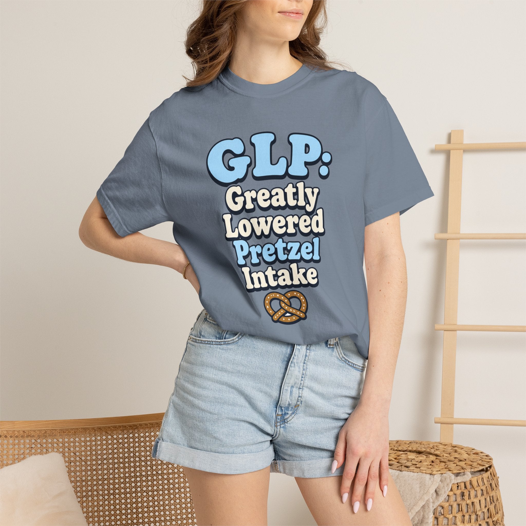 Funny GLP Shirt — "Greatly Lowered Pretzel Intake" Weight Loss Humor Tee